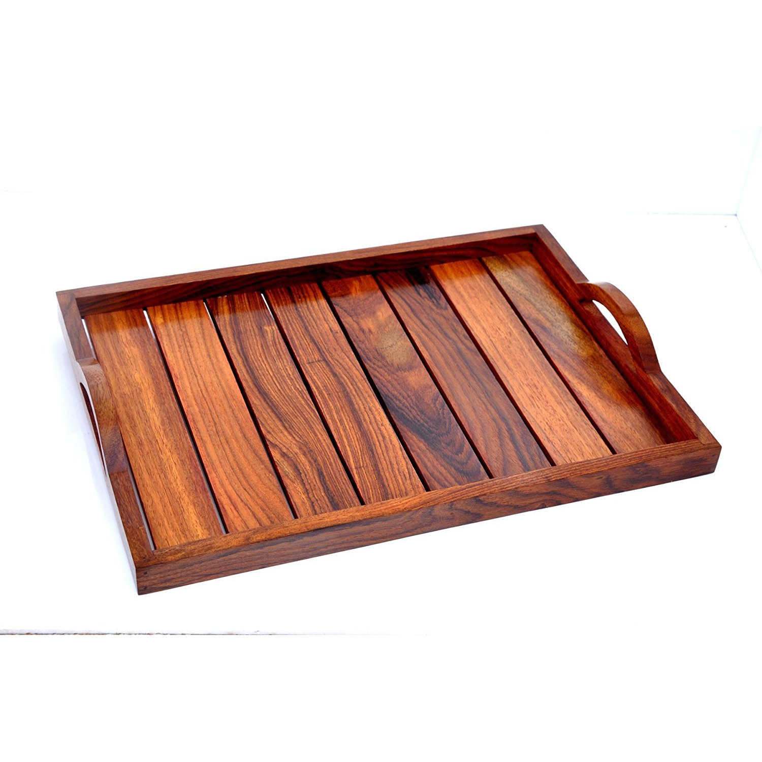 Winmaarc Handmade Wooden Serving Tray for Dining Tableware, Table Dcor, Kitchen Serveware Accessory, Breakfast Coffee Tray, Butler Serving Trays 14x10 inch