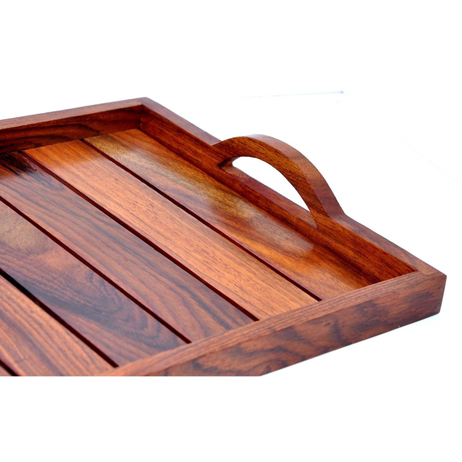 Winmaarc Handmade Wooden Serving Tray for Dining Tableware, Table Dcor, Kitchen Serveware Accessory, Breakfast Coffee Tray, Butler Serving Trays 14x10 inch