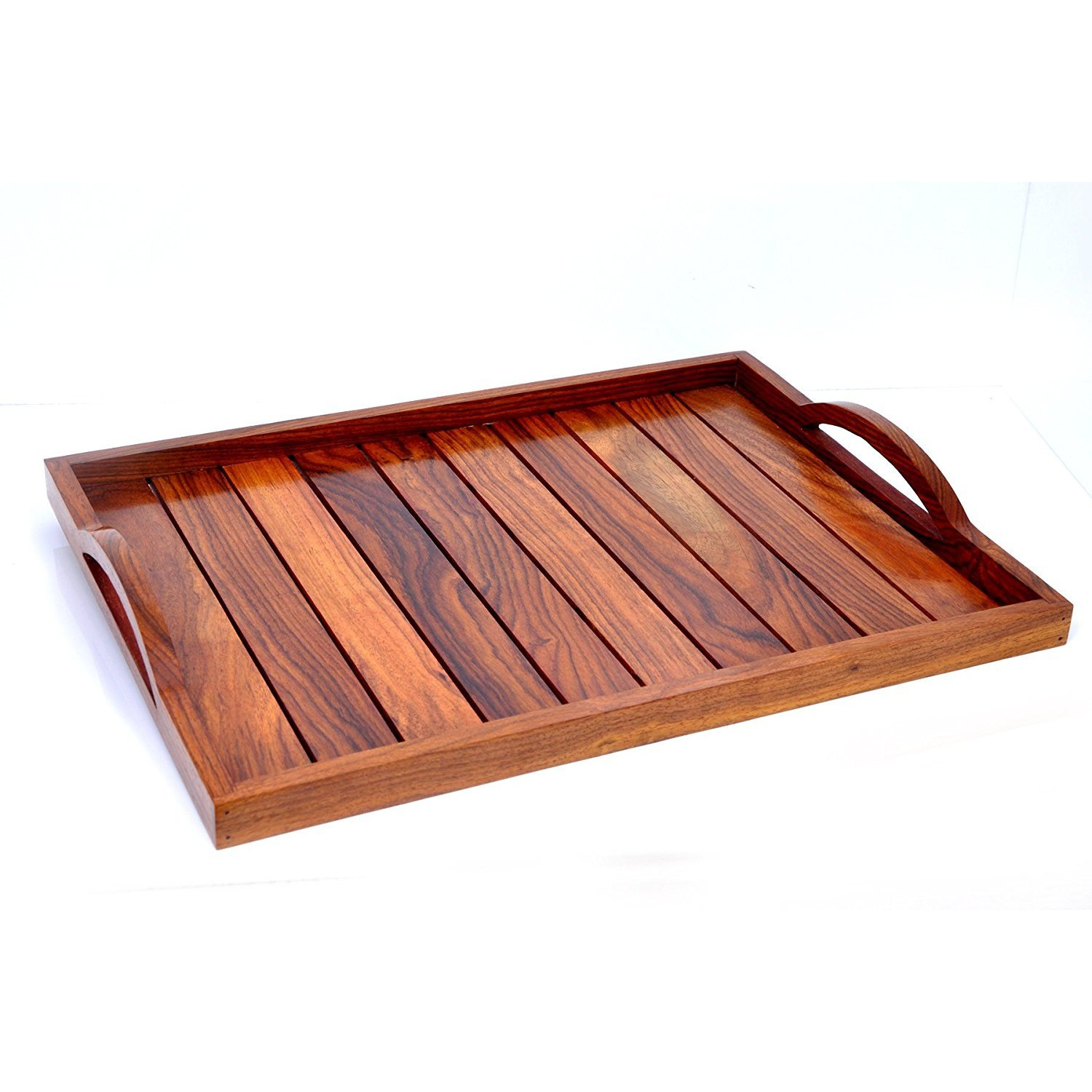 Winmaarc Handmade Wooden Serving Tray for Dining Tableware, Table Dcor, Kitchen Serveware Accessory, Breakfast Coffee Tray, Butler Serving Trays 15x12.5 inch