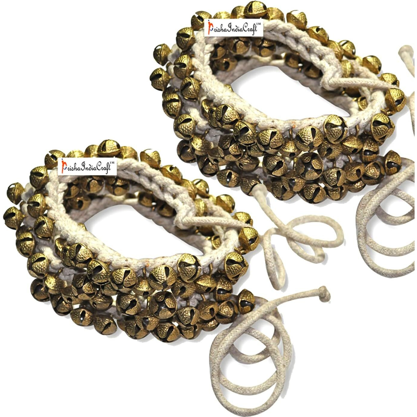 Prisha India Craft Kathak Ghungroo Pair, (100+100) (16 No. Ghungroo) Big Bells