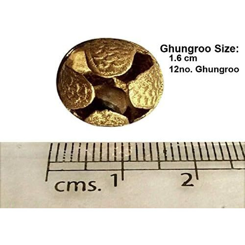 Prisha India Craft  Kathak Ghungroo Pair, (75+75) (12 No. Ghungroo) Bells Tied with Cotton Cord Indian Classical Dancers Anklet Musical Instrument