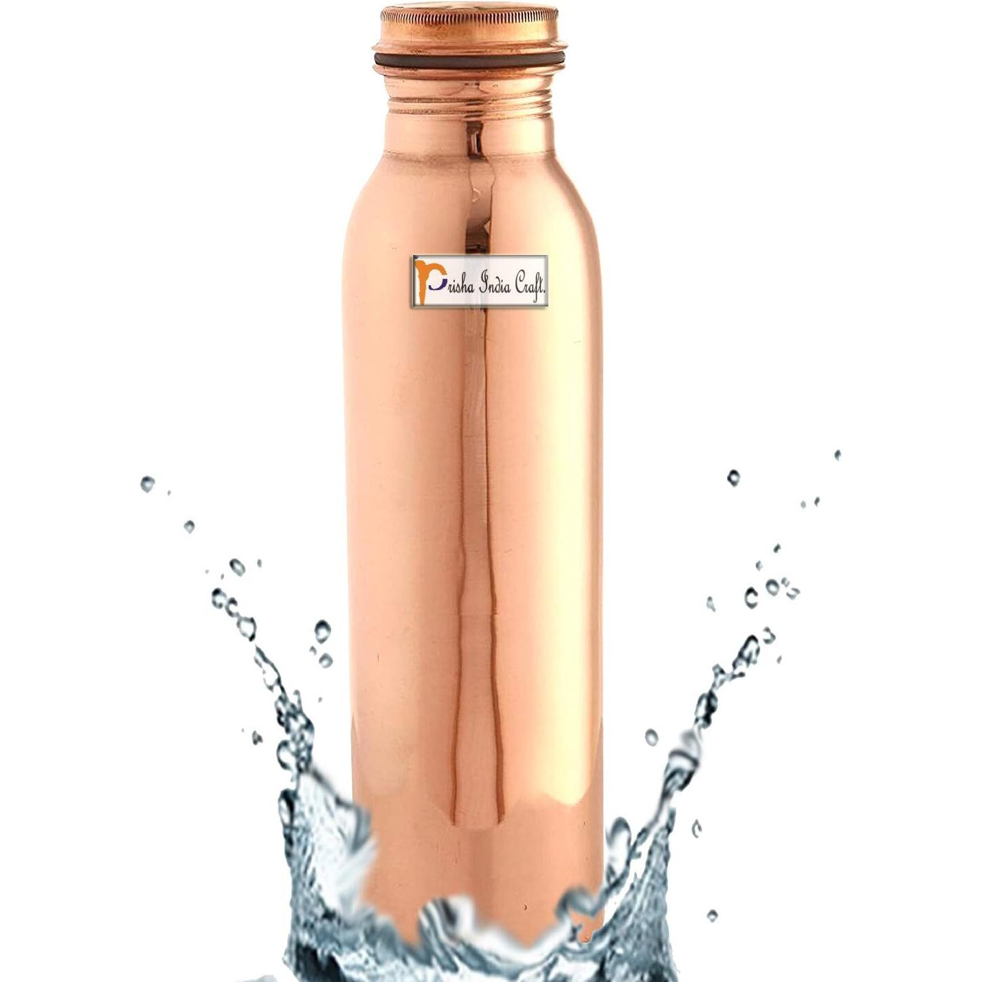 Prisha India Craft Copper Bottle, Capacity 900 ML