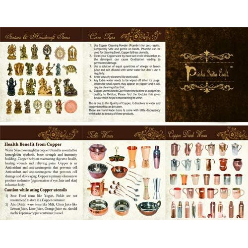 Prisha India Craft Copper Bottle, Hammered Style Design, Capacity 600 ML