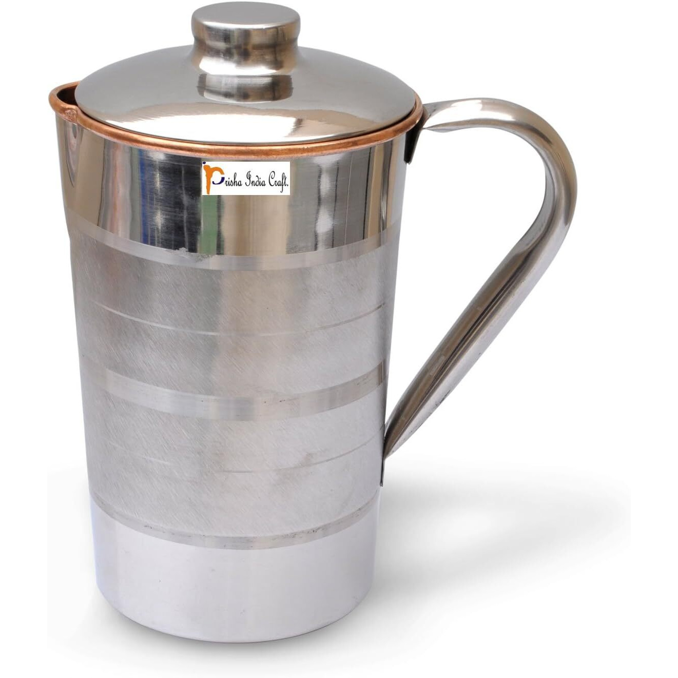 Prisha India Craft Steel Copper Jug Pitcher, Luxury Design, Capacity 1600 ML