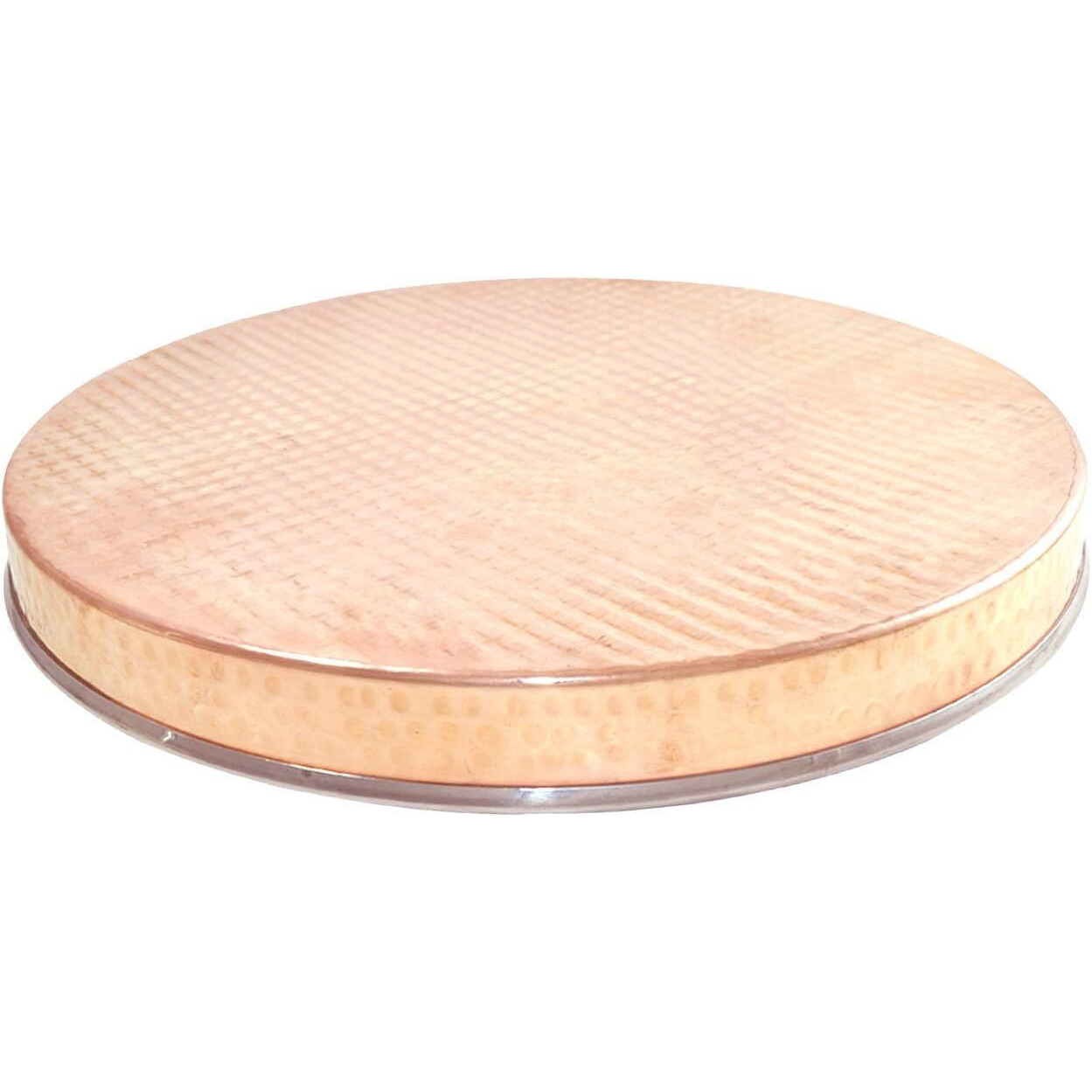 Prisha India Craft Dinnerware Copper Dinner Set Thali Plate, Bowls, fork, knife, Glass Spoon and Serving Spoon, Dia 13 Inch CHRISTMAS Gifts Stainless Steel Copperware Thali Set