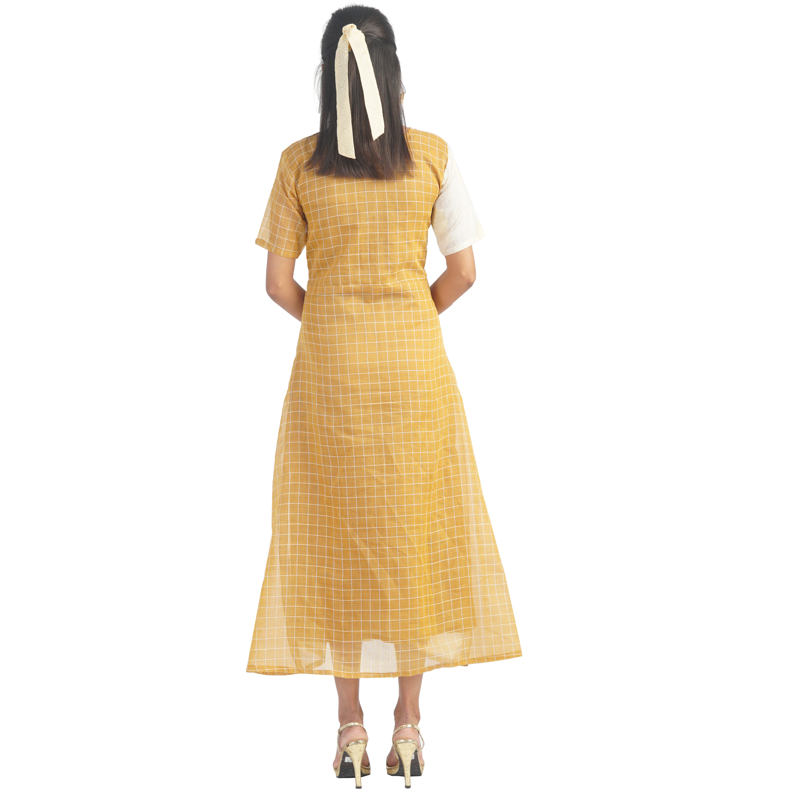 Pink Flamingo Clothing White And Gold Faux Wrap Maxi Dress