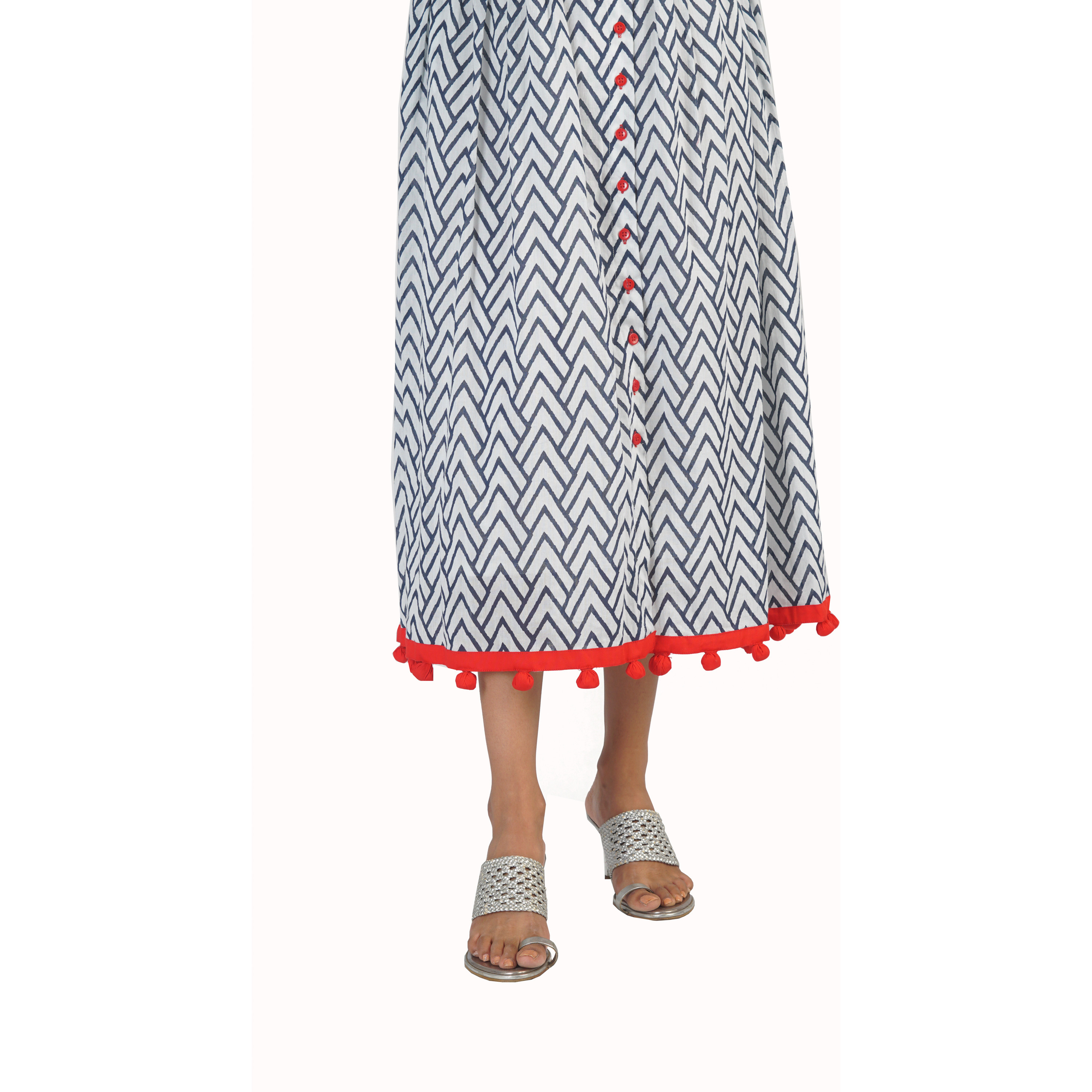 Pink Flamingo Clothing Classic Cotton Red & Blue Kurta Dress