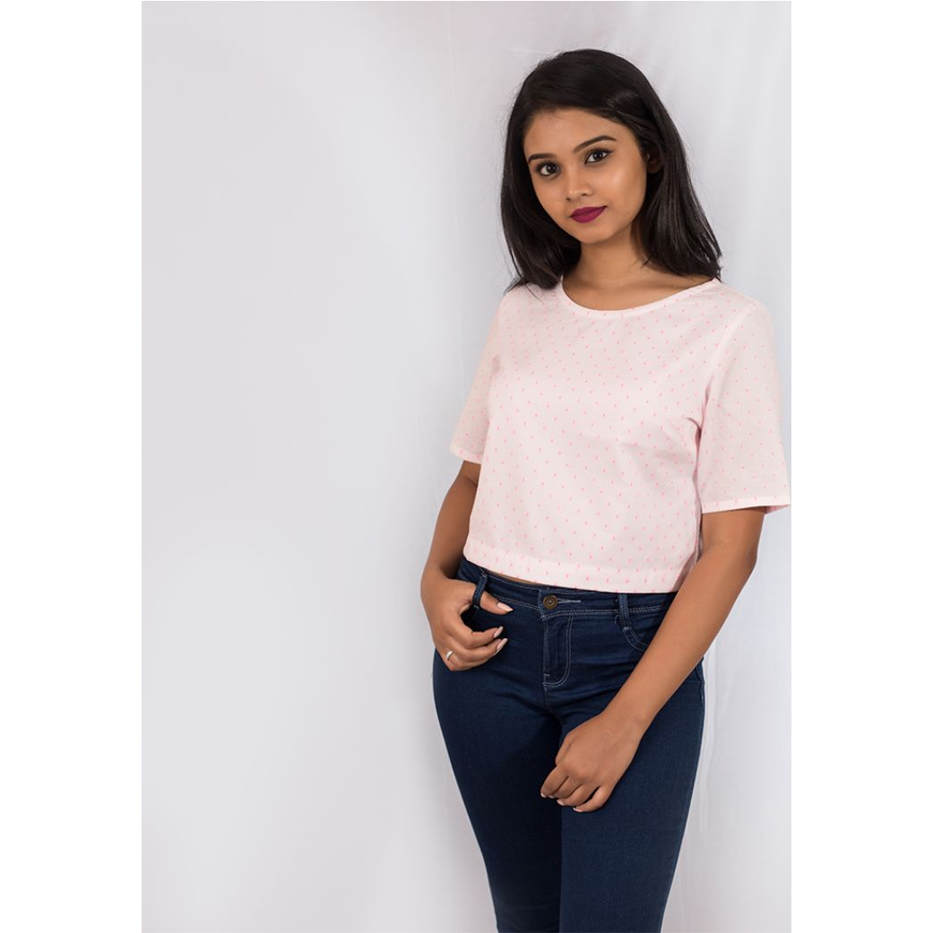 Pink Flamingo Clothing Spotted White Crop Top M (Size: Medium)