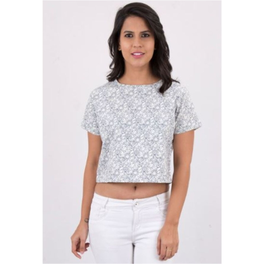 Pink Flamingo Clothing Geometric Printed Crop Top S (Size: Small)