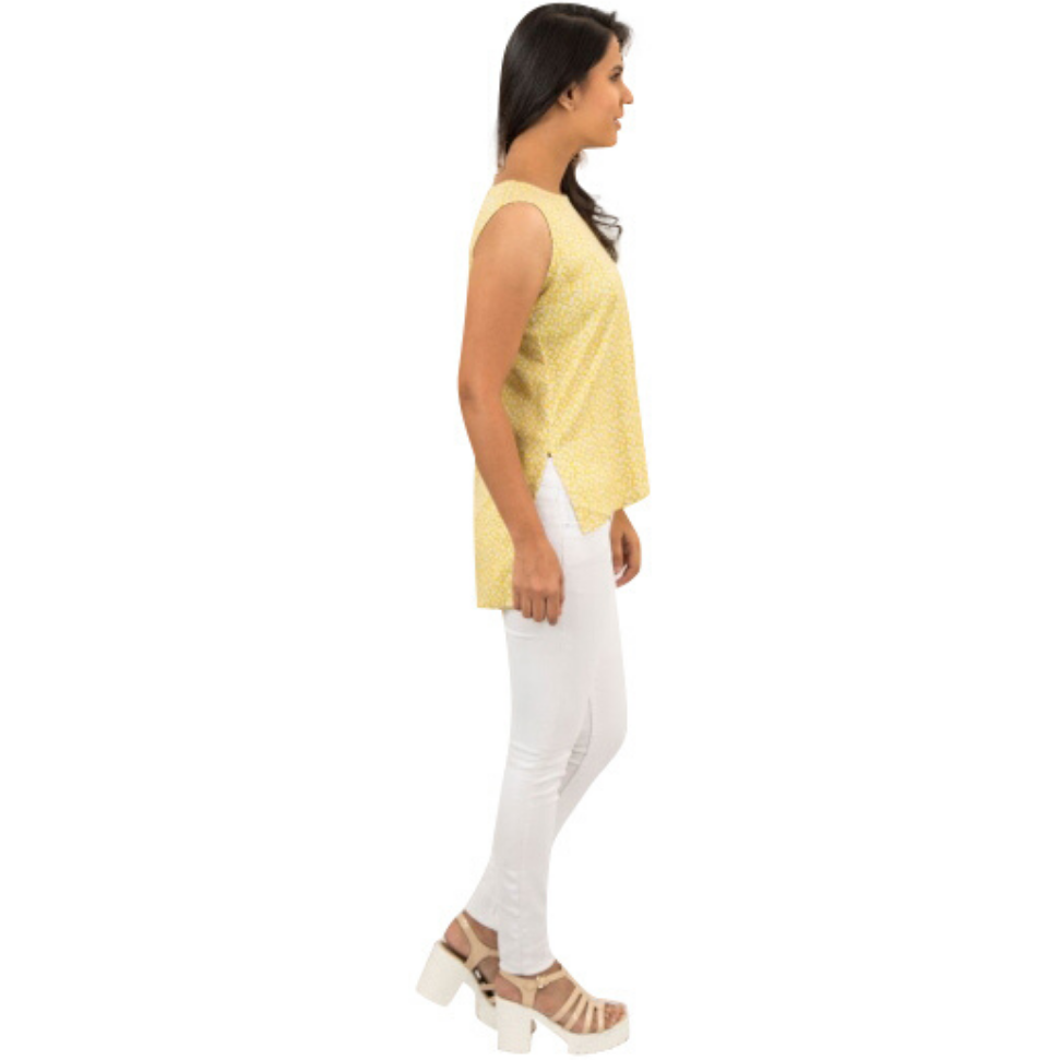 Pink Flamingo Clothing Yellow High- Low Tank Top S (Size: Small)