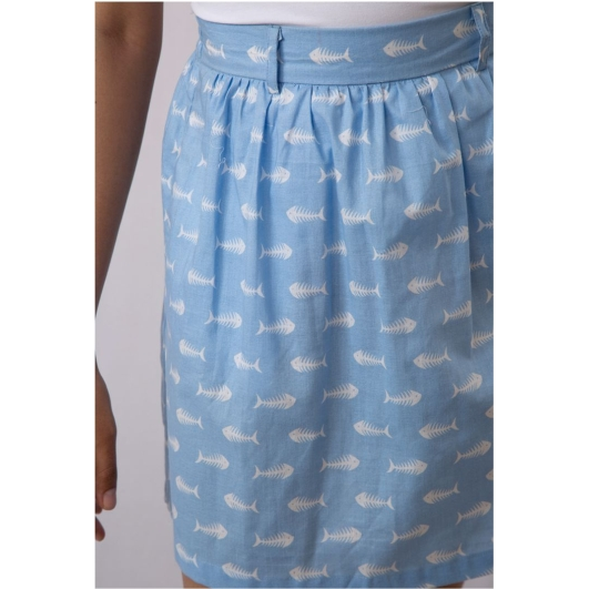 Pink Flamingo Clothing Powder Blue Printed Skirt L (Size Large)