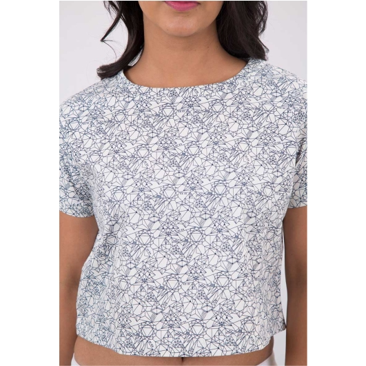 Pink Flamingo Clothing Geometric Printed Crop Top S (Size: Small)