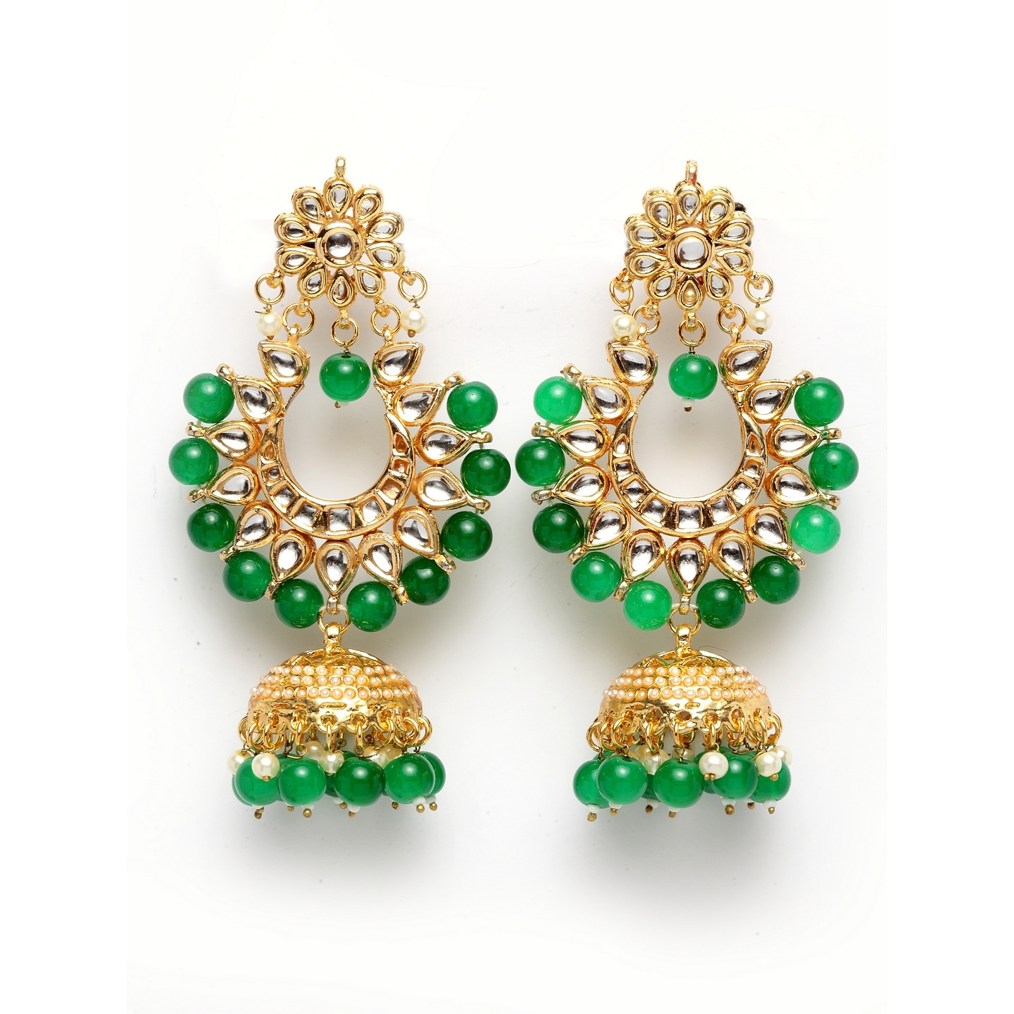 kundan jhumki green drop