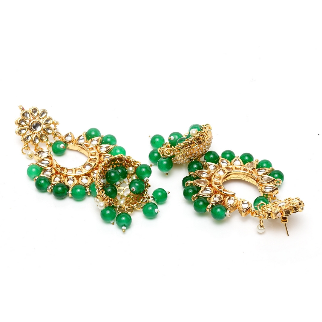 kundan jhumki green drop