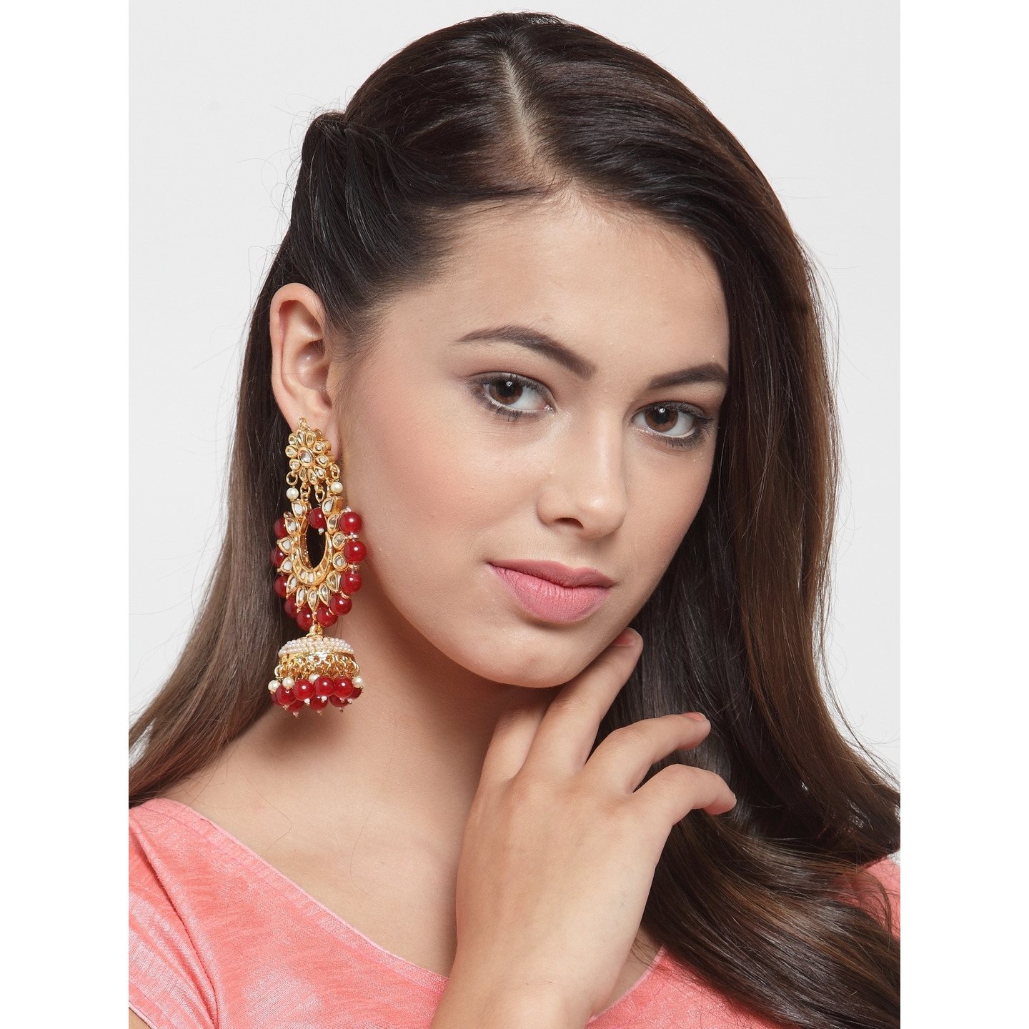 jhumki kundan bali (red)