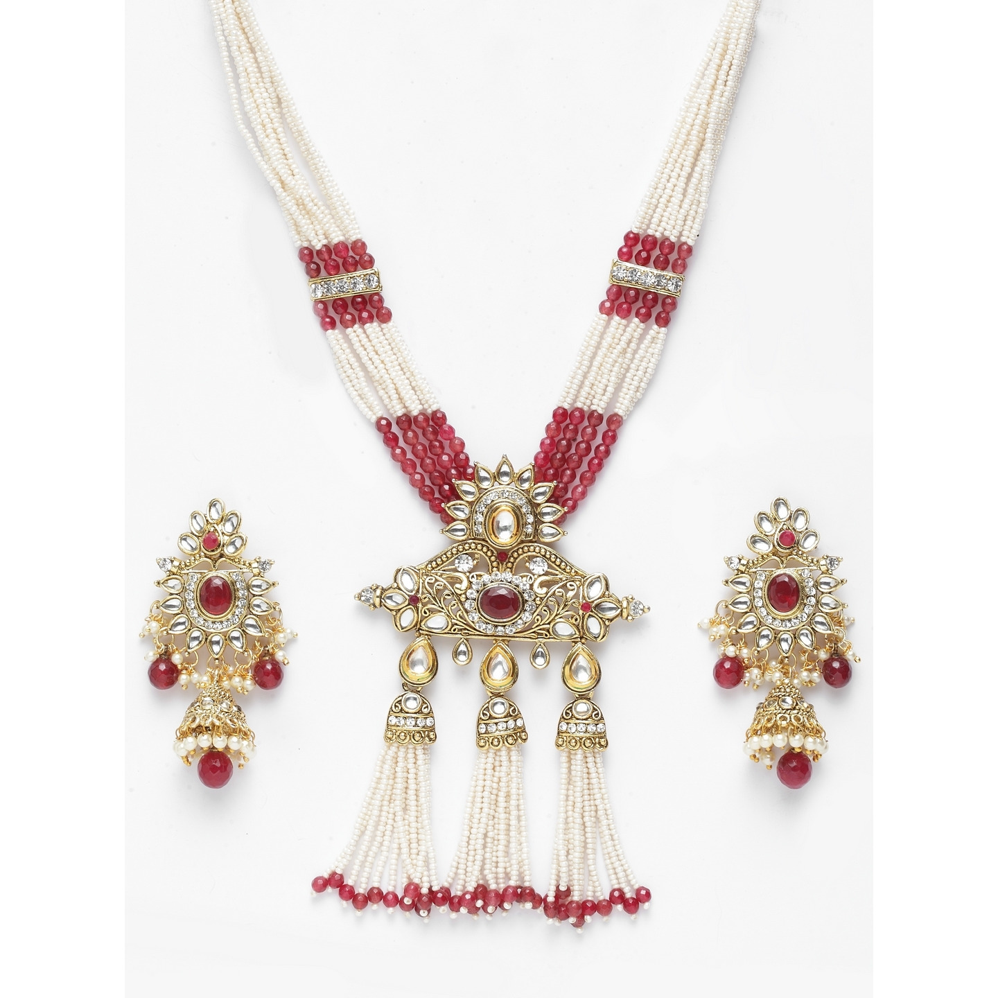 Ruby Pearls Gold Plated Necklace