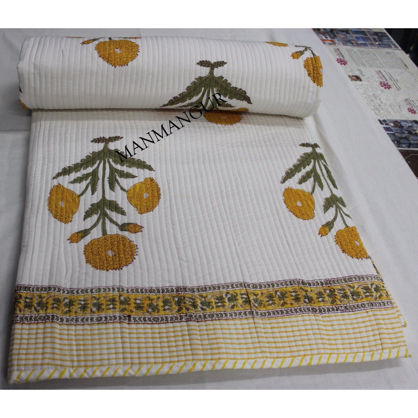 Jaipuri Razai Bedding Quilt Indian Hand Block Print Jaipuri Razai Bedding Quilt Indian Hand Block Print Machine Blanket Cover B