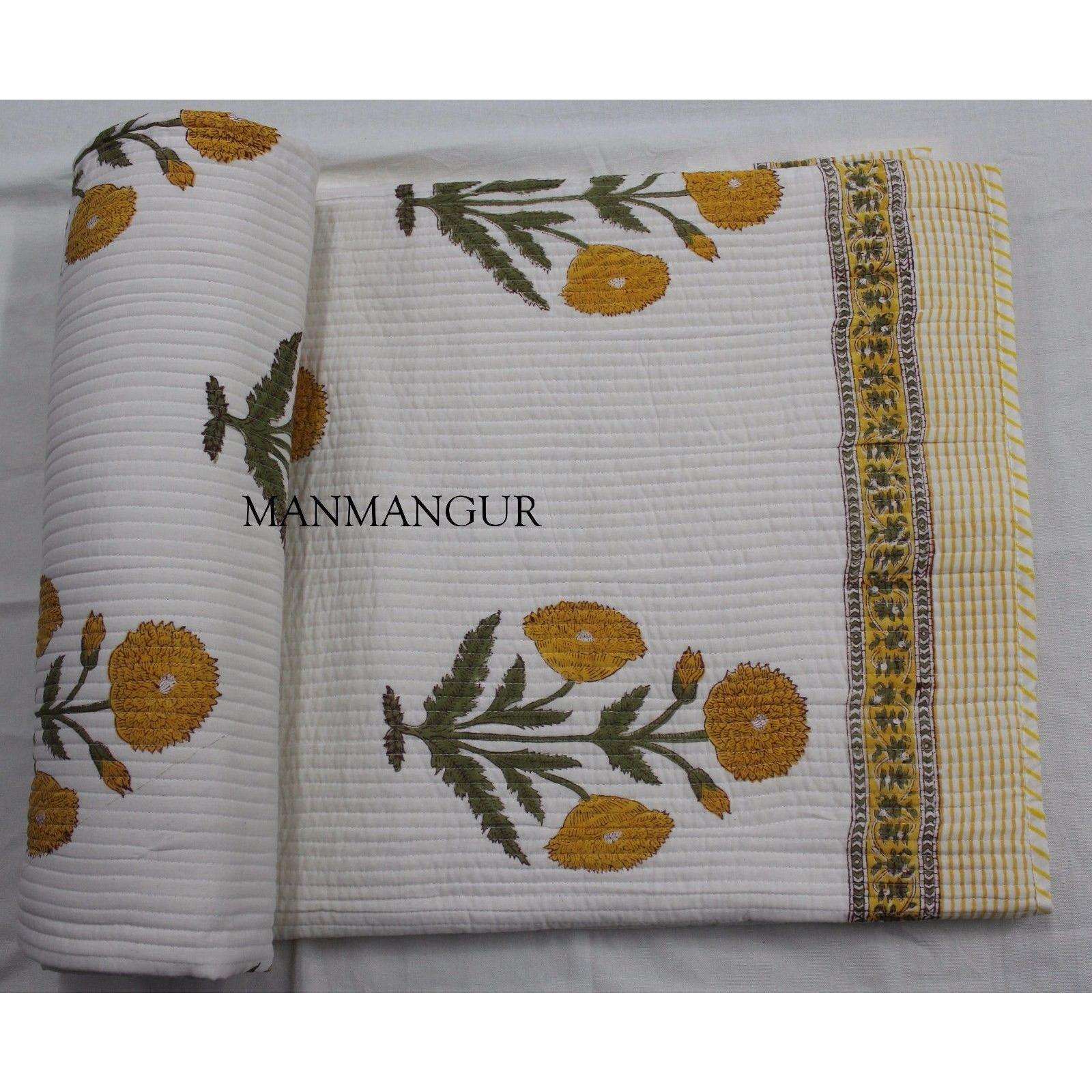 Jaipuri Razai Bedding Quilt Indian Hand Block Print Jaipuri Razai Bedding Quilt Indian Hand Block Print Machine Blanket Cover B