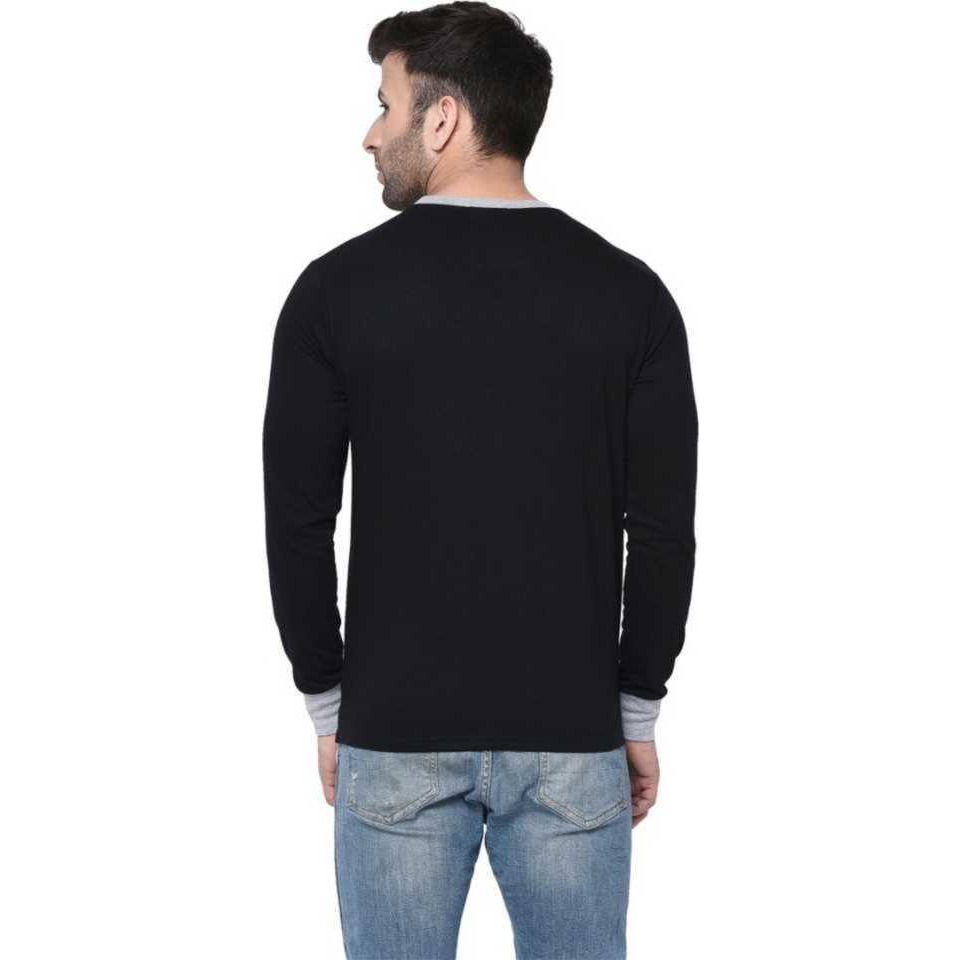 Solid Men Round Neck T-Shirt (Size XL, Color Black)