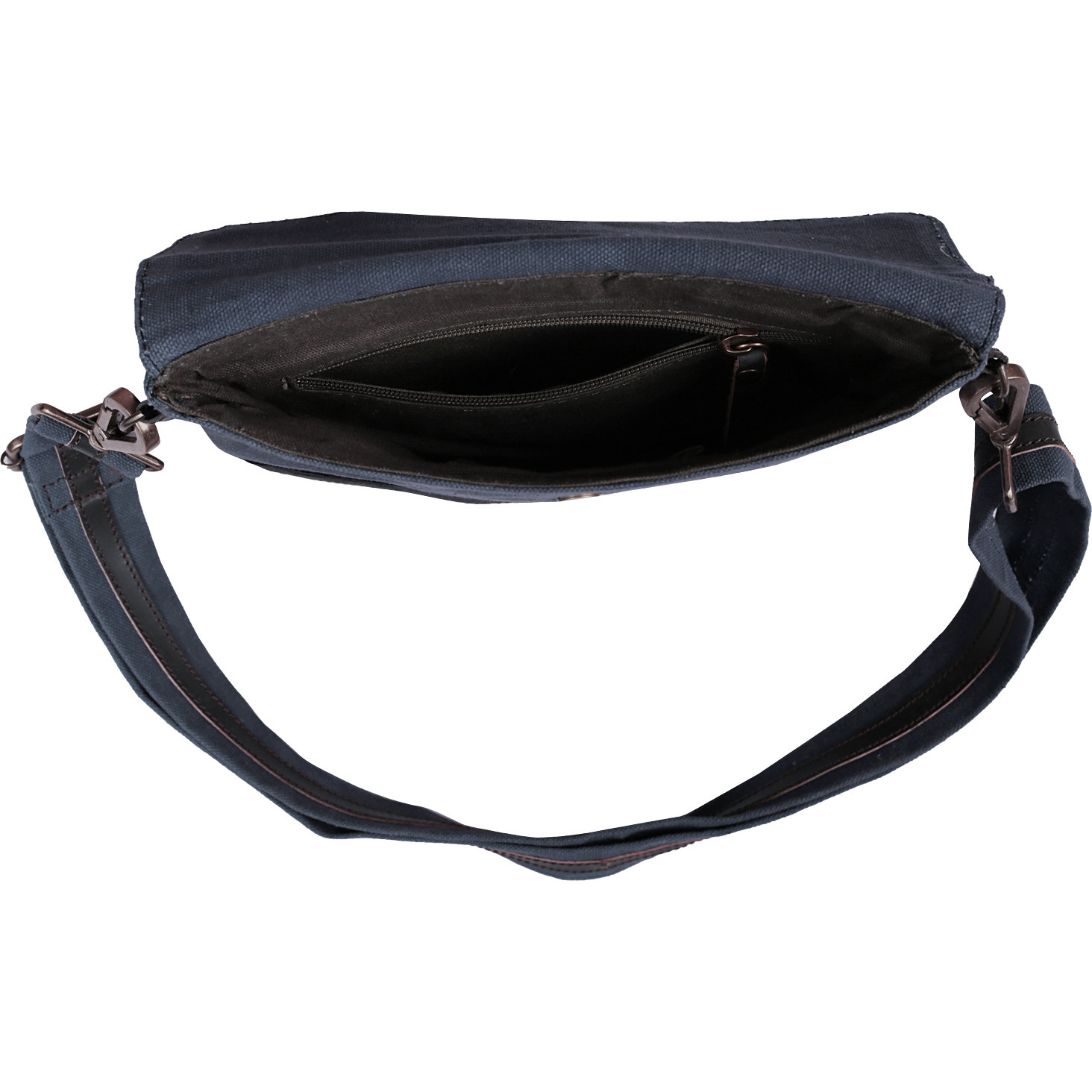 NEUDIS Genuine Leather & Recycled Stone Washed Canvas Travel Sling / Cross Body Bag for iPad & Tablet - Bike - Blue