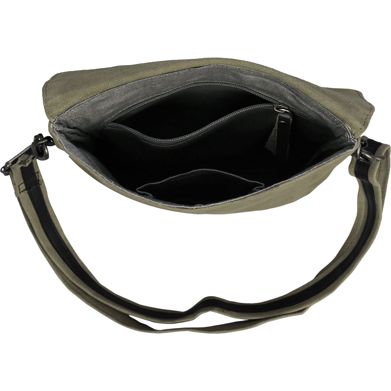 NEUDIS Genuine Leather & Recycled Stone Washed Canvas Travel Sling / Cross Body Bag for iPad & Tablet - Never Stop Dreaming - Green