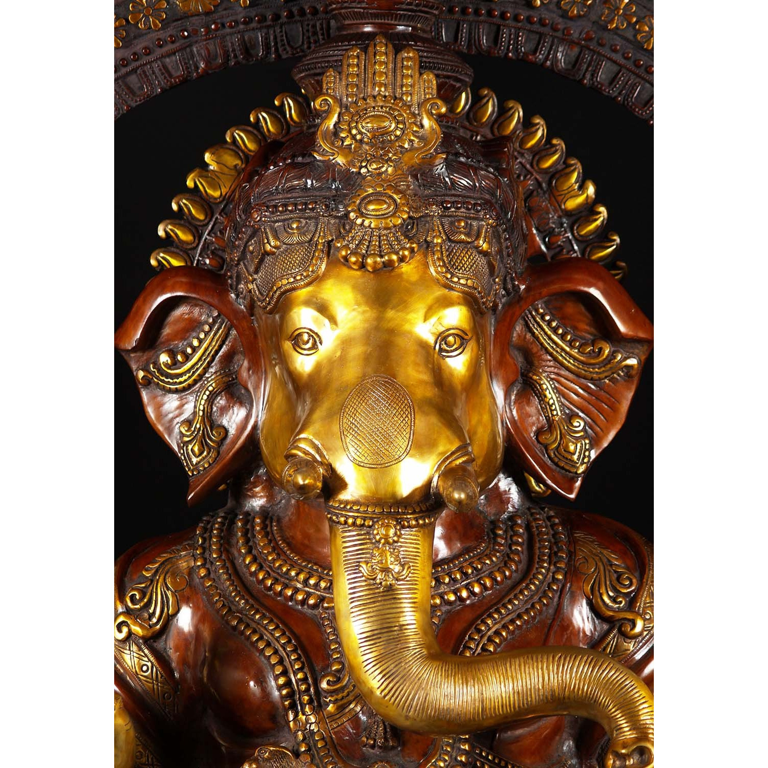 Large Brass Seated Ganesha Statue 70 Inches