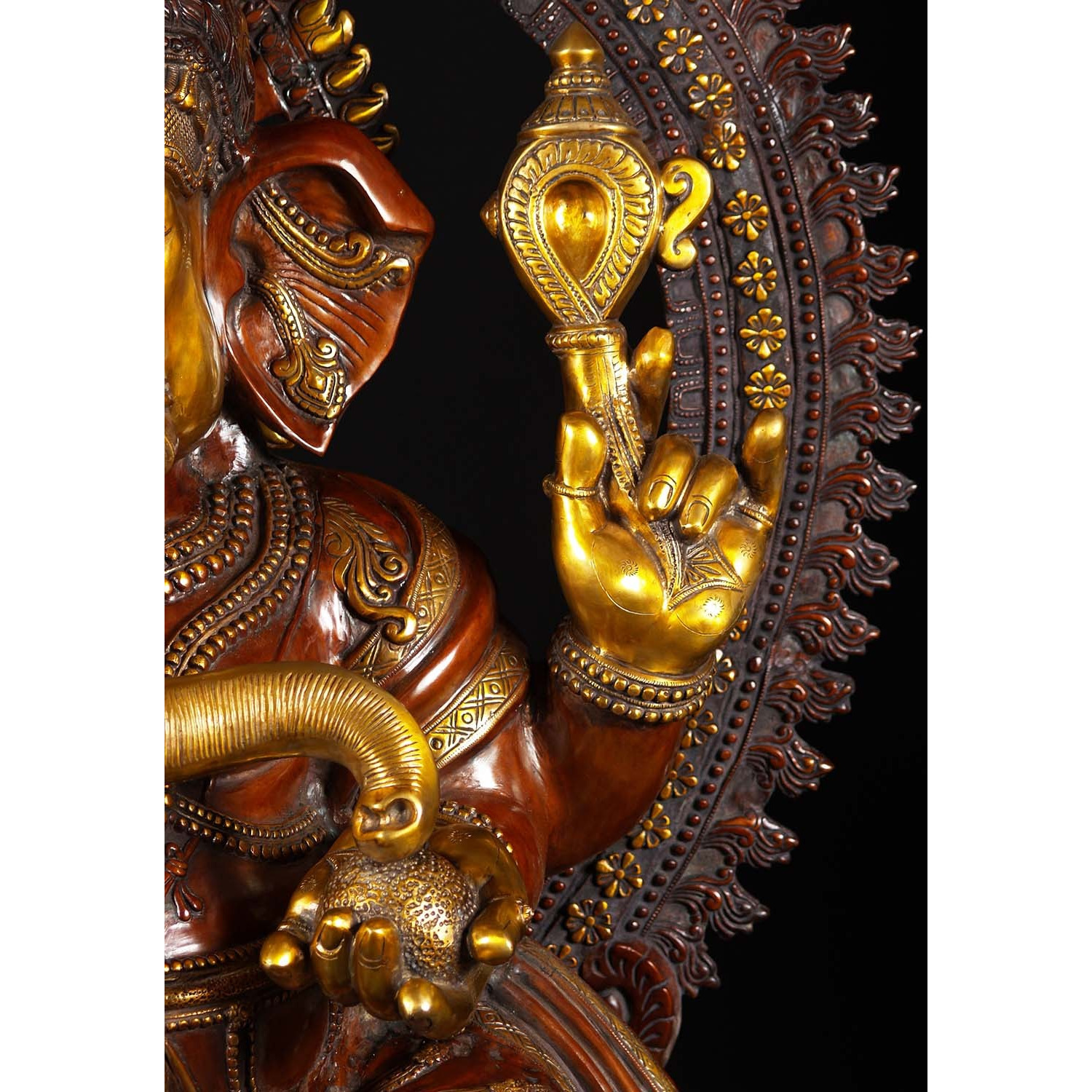 Large Brass Seated Ganesha Statue 70 Inches