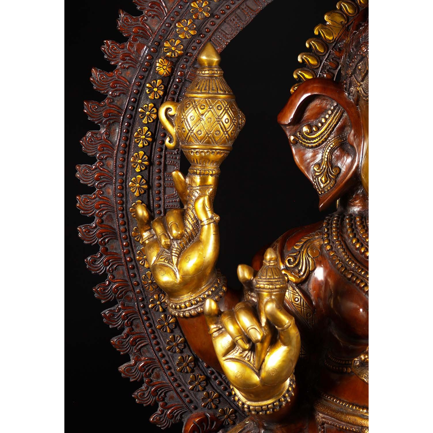 Large Brass Seated Ganesha Statue 70 Inches