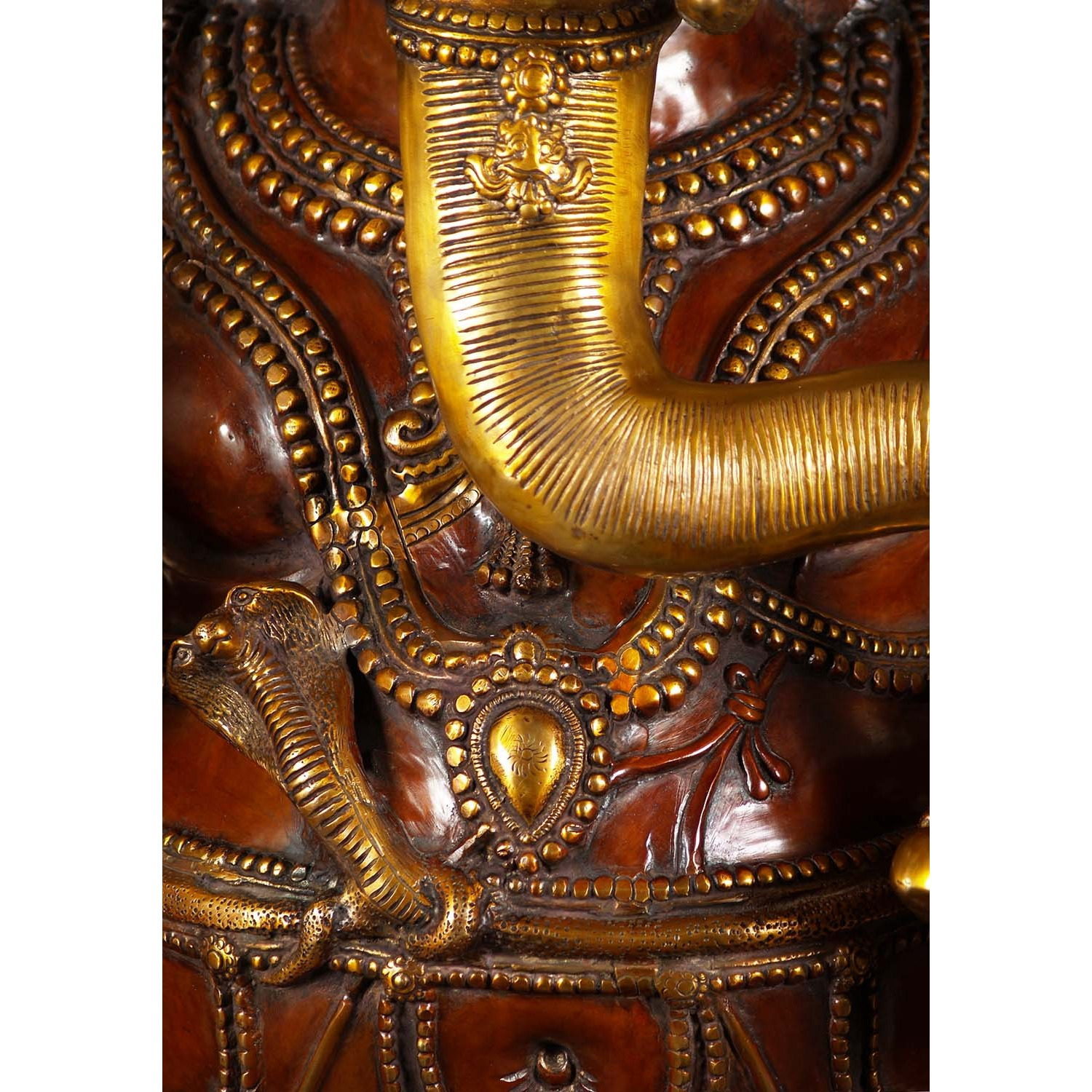 Large Brass Seated Ganesha Statue 70 Inches