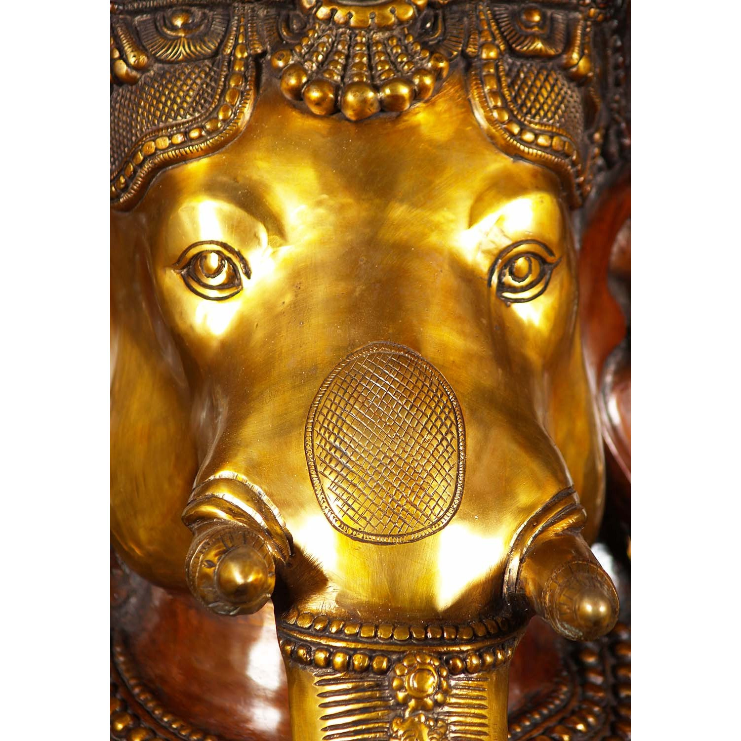 Large Brass Seated Ganesha Statue 70 Inches