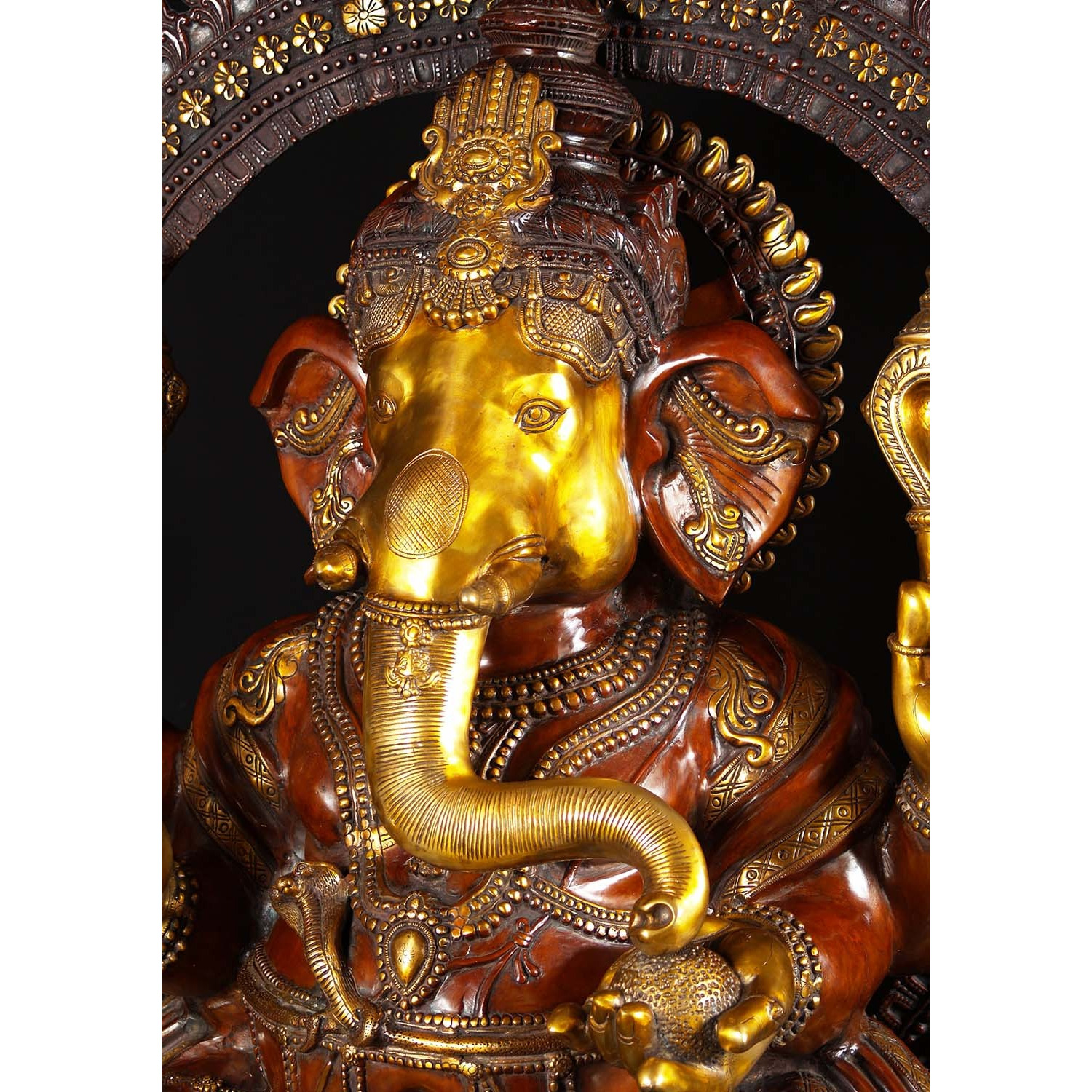 Large Brass Seated Ganesha Statue 70 Inches
