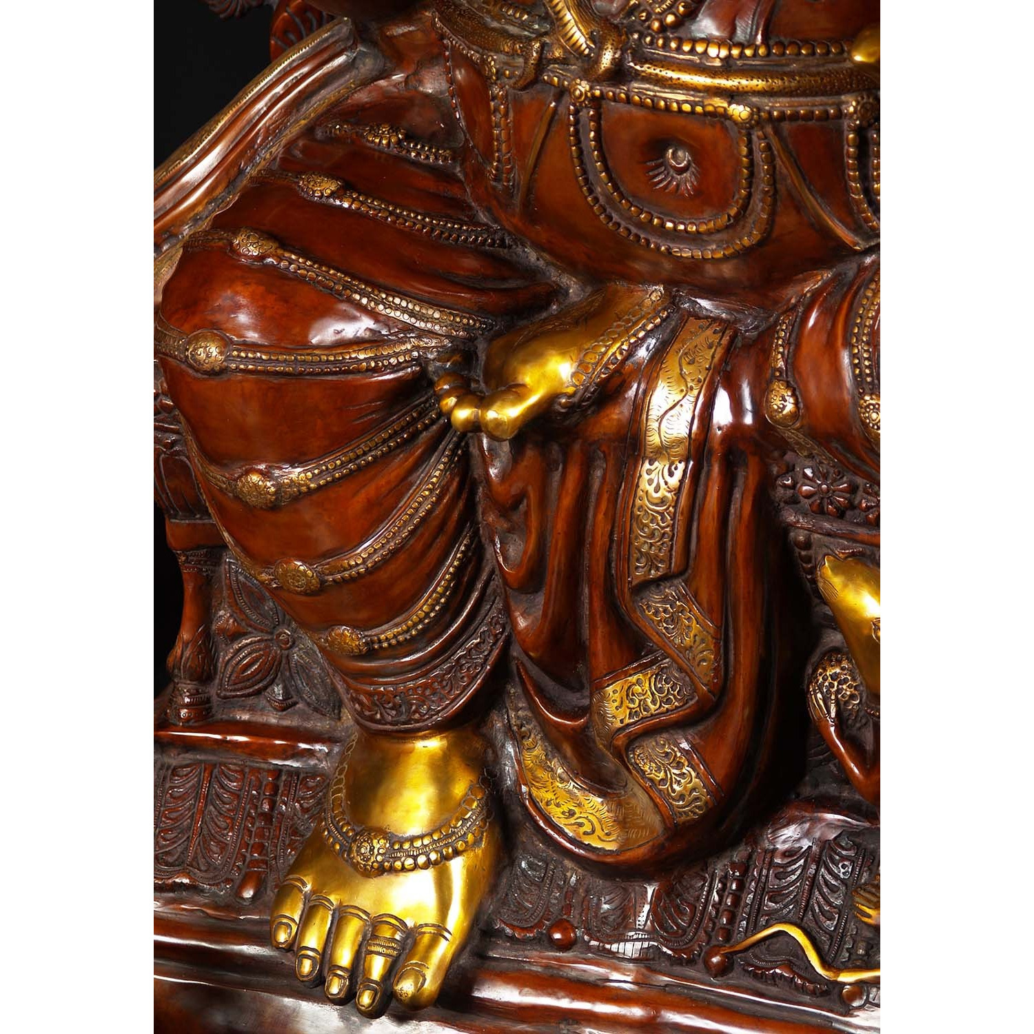 Large Brass Seated Ganesha Statue 70 Inches