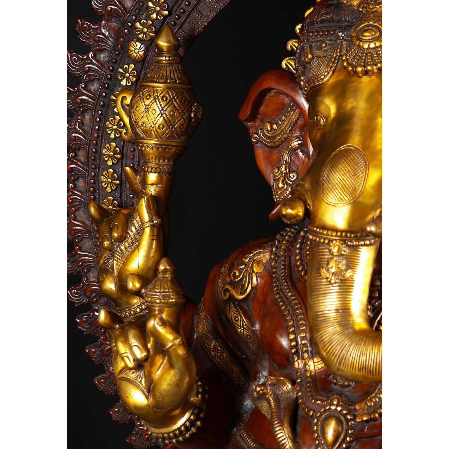 Large Brass Seated Ganesha Statue 70 Inches