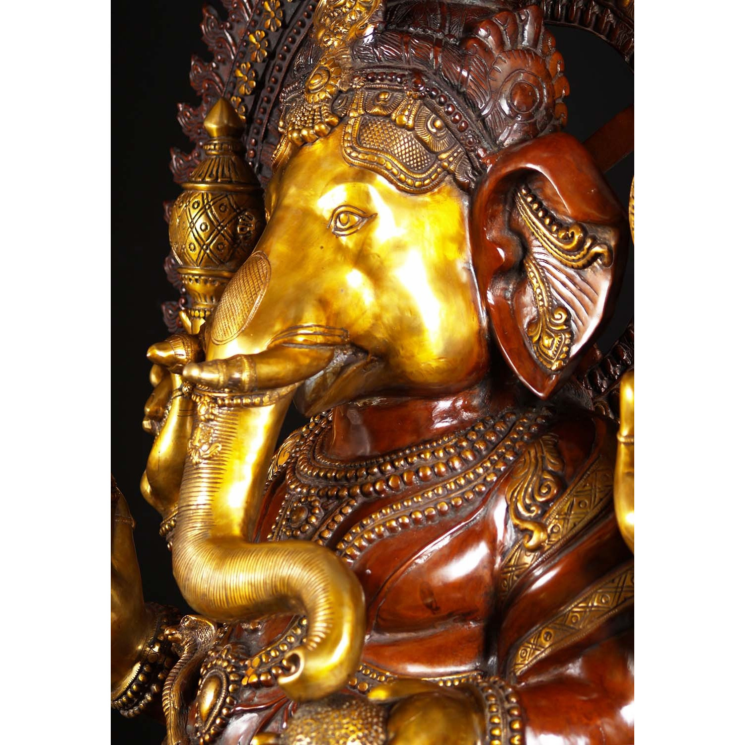 Large Brass Seated Ganesha Statue 70 Inches