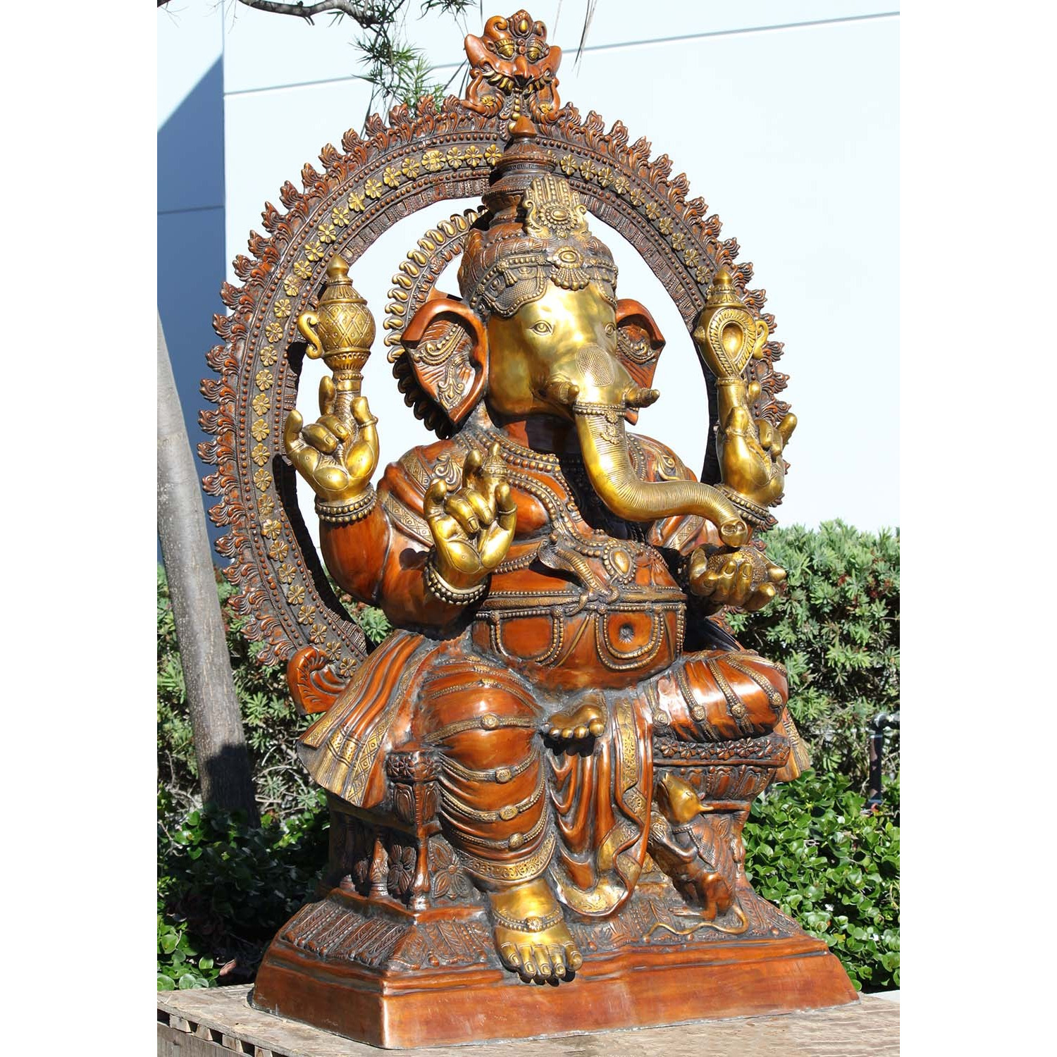 Large Brass Seated Ganesha Statue 70 Inches