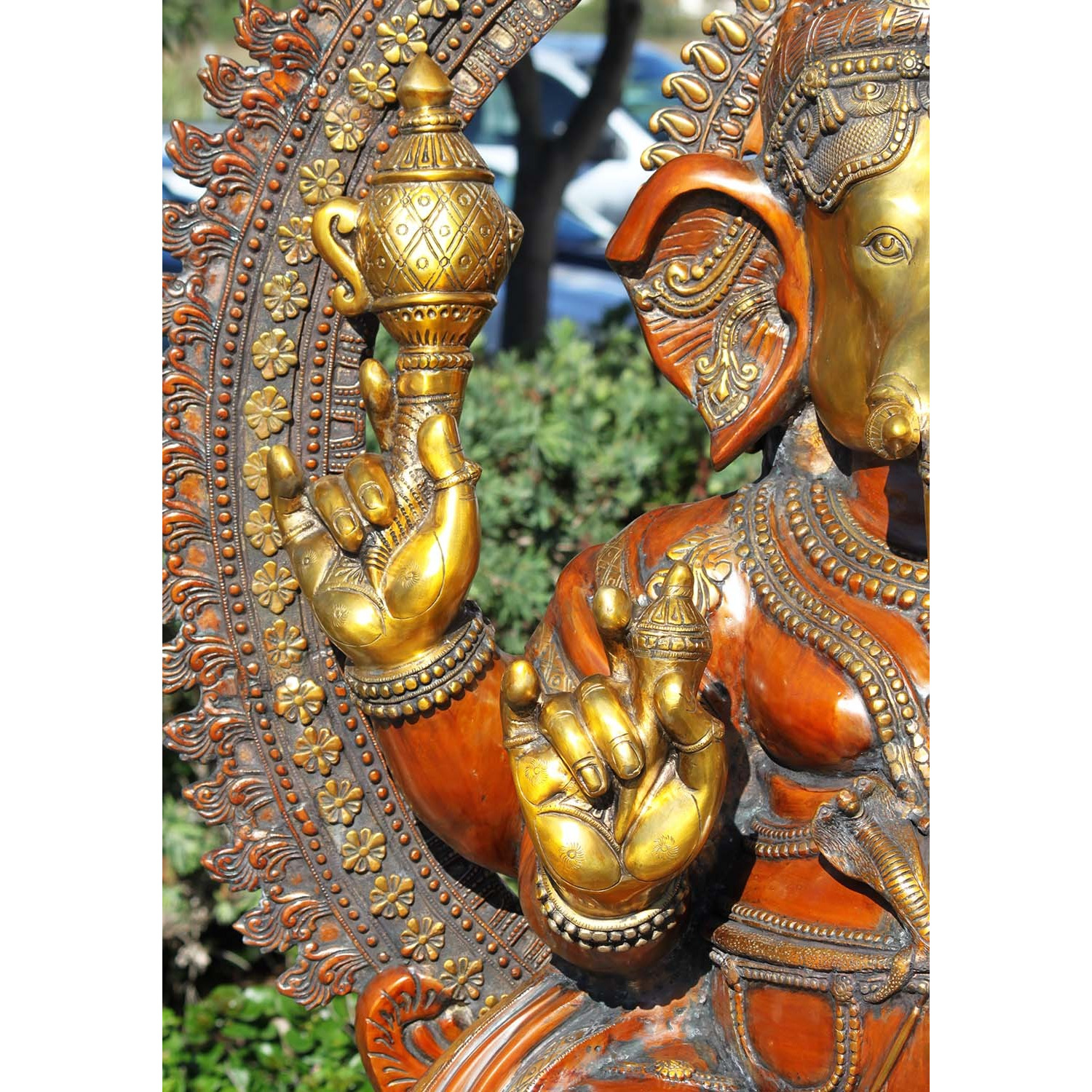Large Brass Seated Ganesha Statue 70 Inches