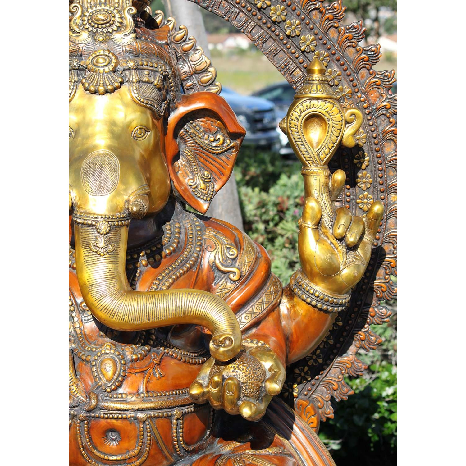 Large Brass Seated Ganesha Statue 70 Inches