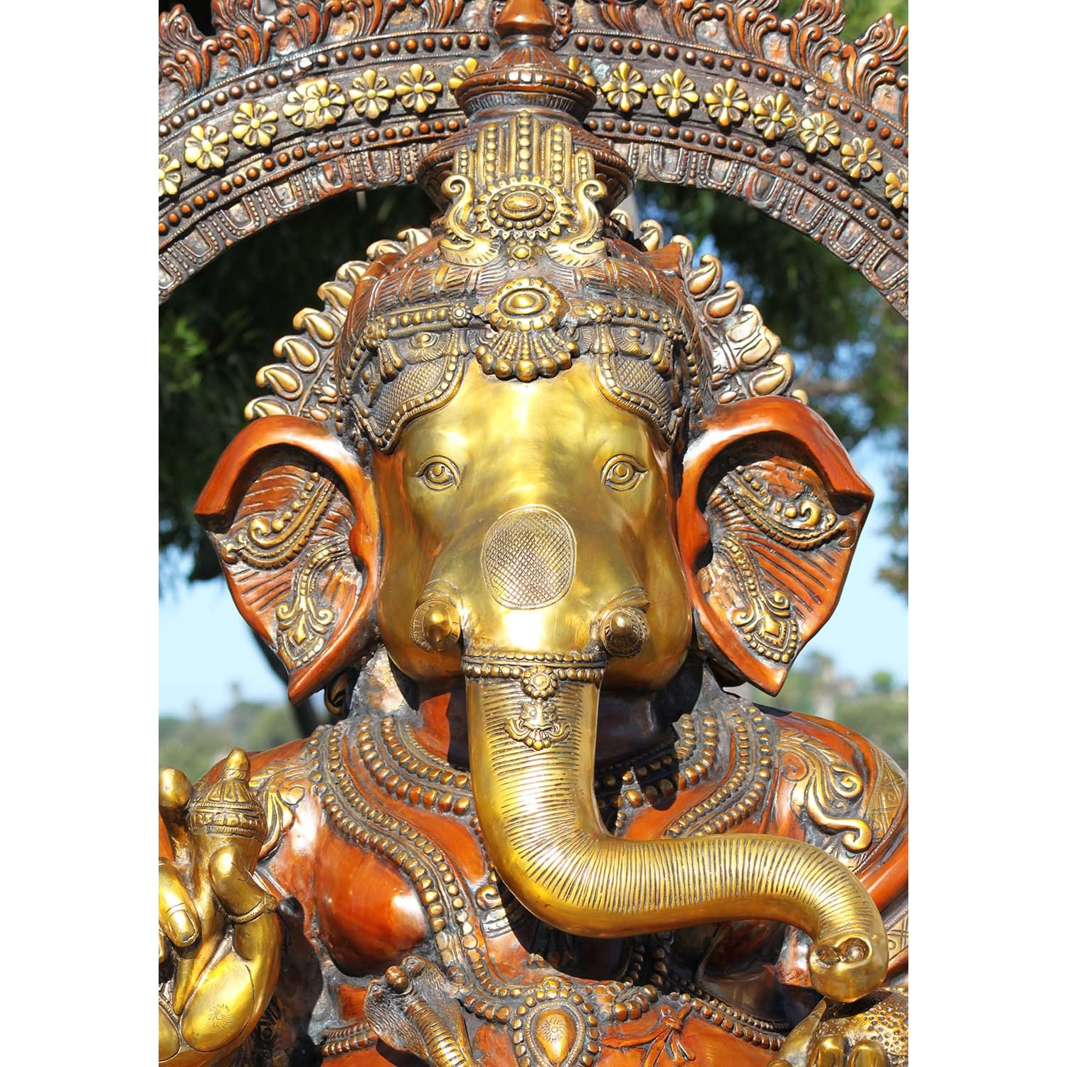 Large Brass Seated Ganesha Statue 70 Inches