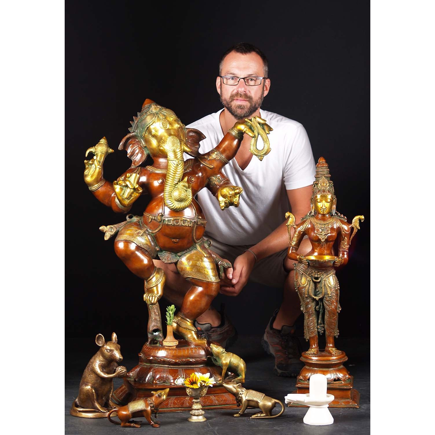 Brass Joyous Dancing Ganesha Statue 40 Inches