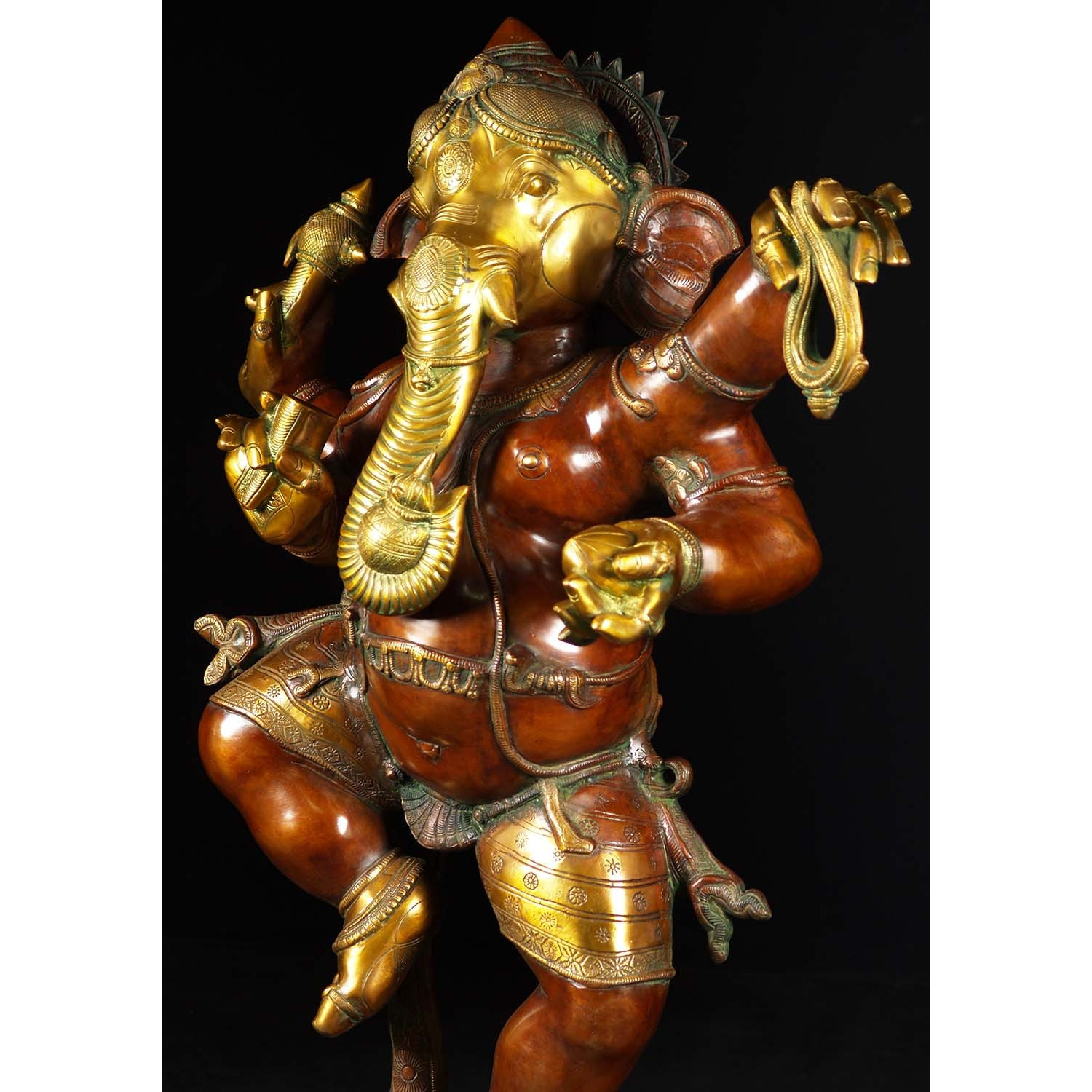Brass Joyous Dancing Ganesha Statue 40 Inches