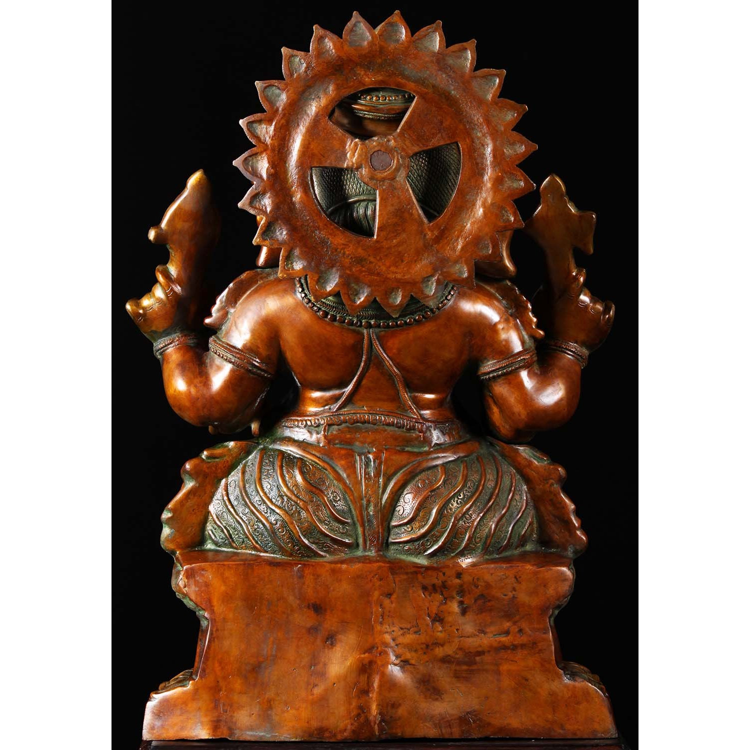 Brass Seated Ganesha Statue with Mooshika 32 Inches