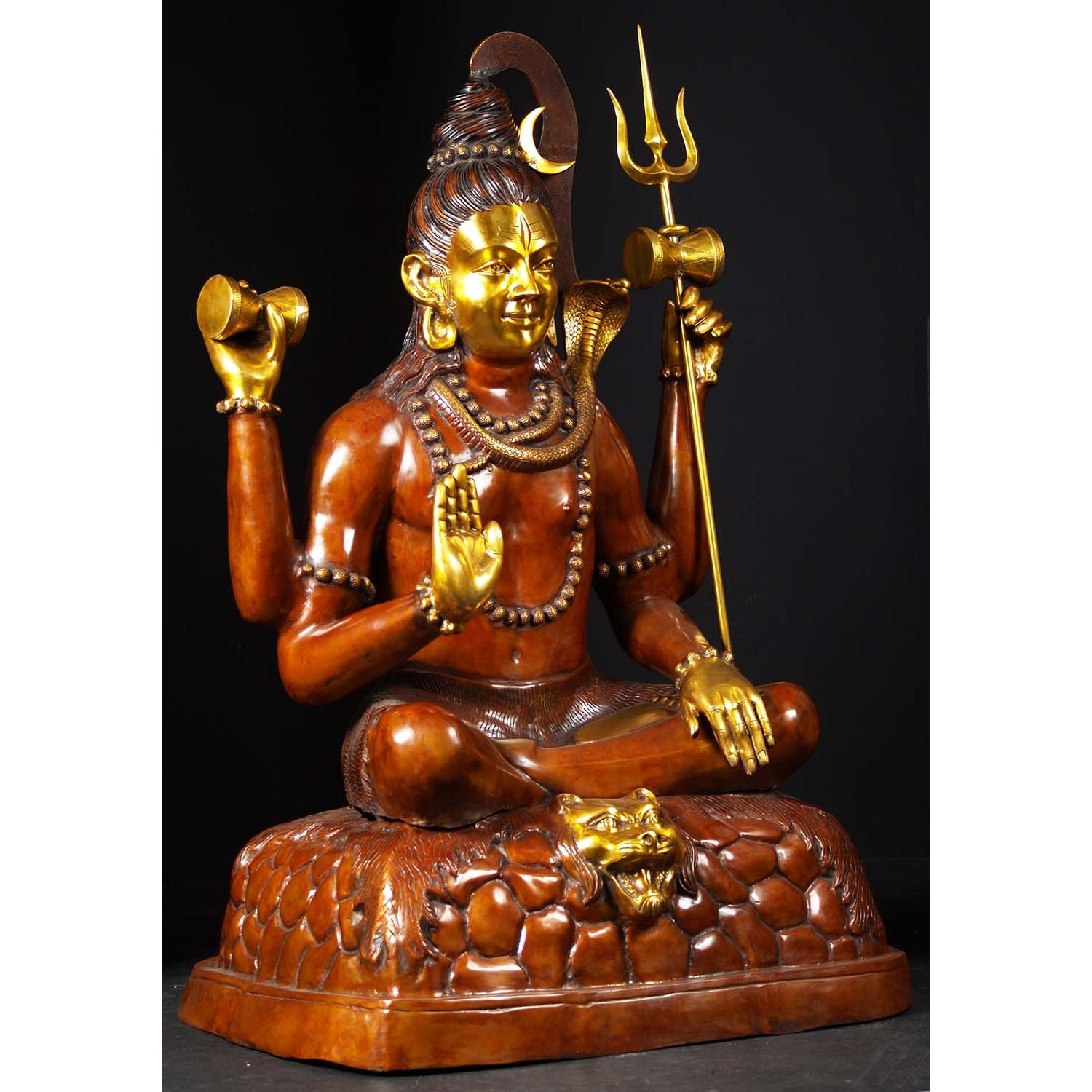 Brass Large Abhaya Mudra Shiva Statue 53 Inches