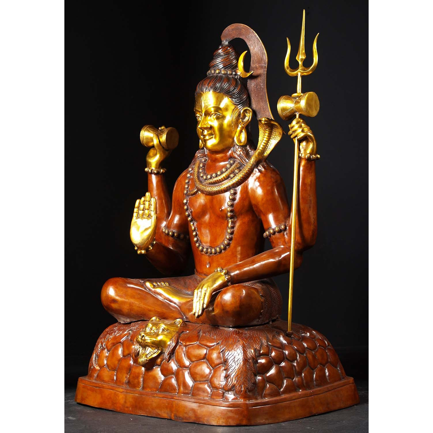 Brass Large Abhaya Mudra Shiva Statue 53 Inches