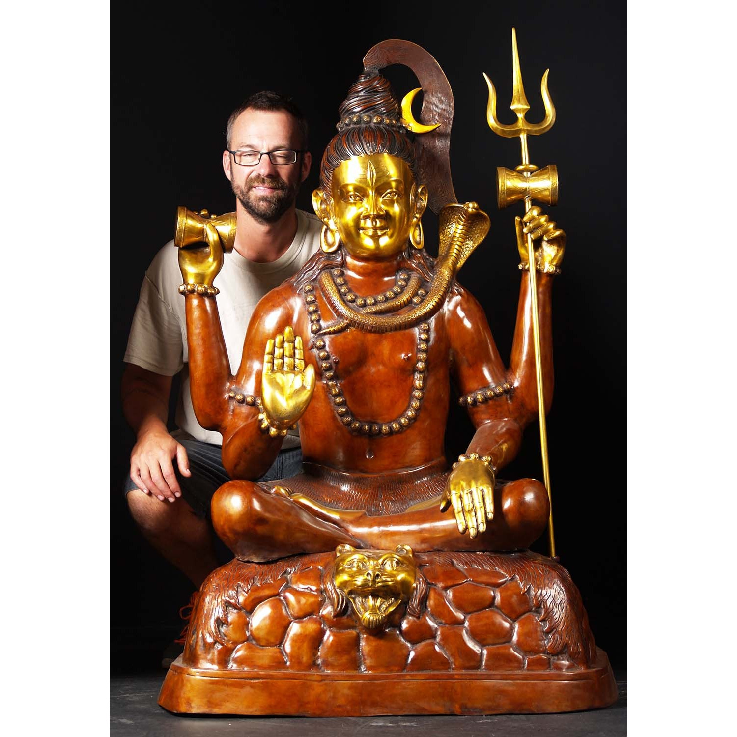 Brass Large Abhaya Mudra Shiva Statue 53 Inches