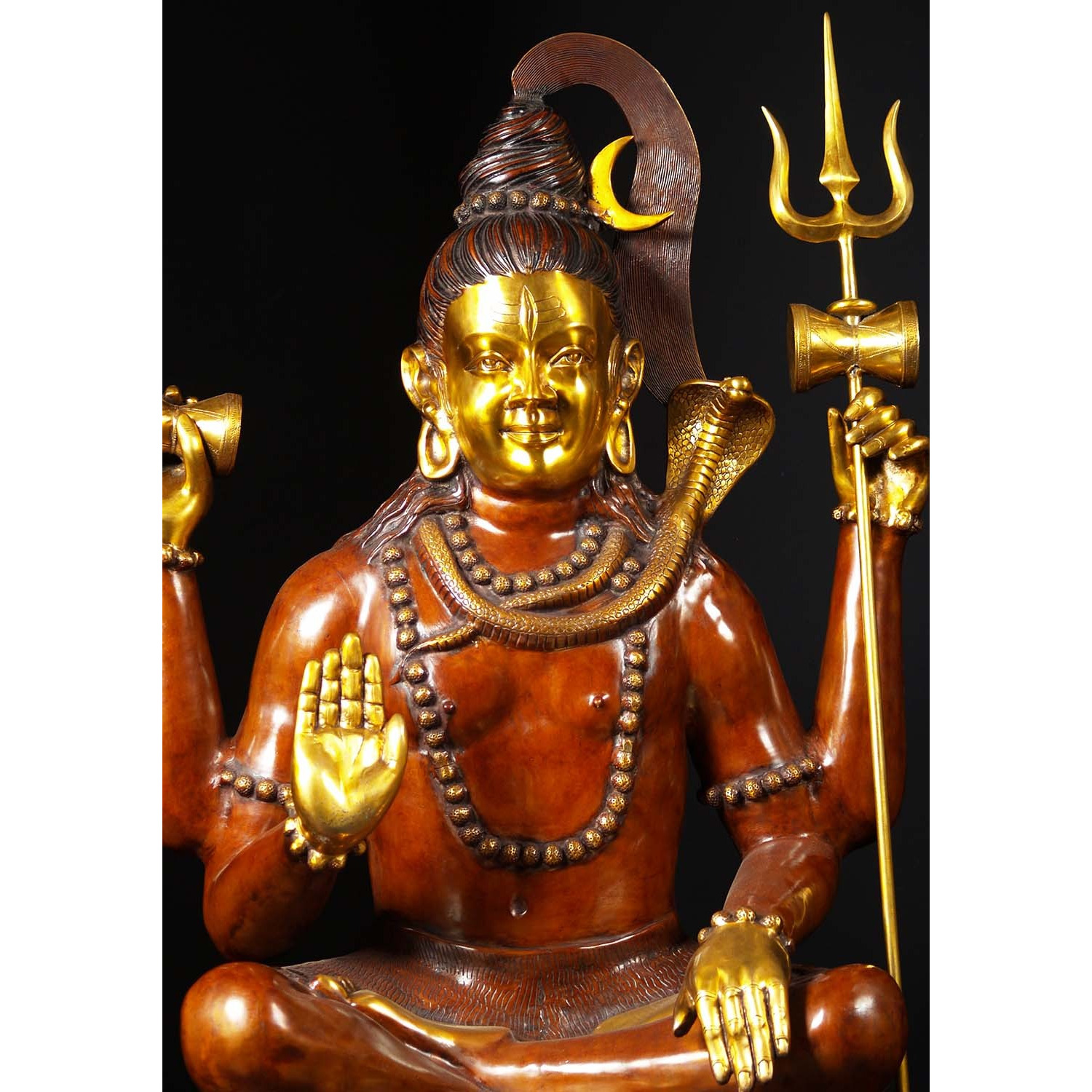 Brass Large Abhaya Mudra Shiva Statue 53 Inches