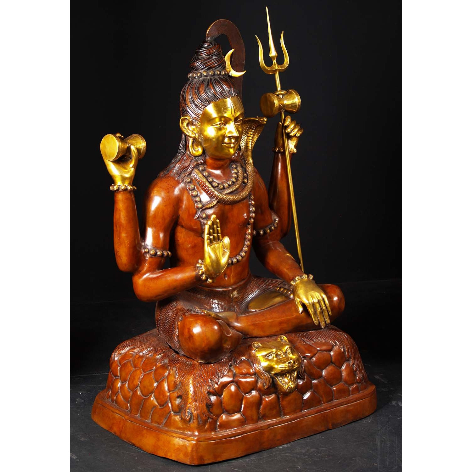 Brass Large Abhaya Mudra Shiva Statue 53 Inches