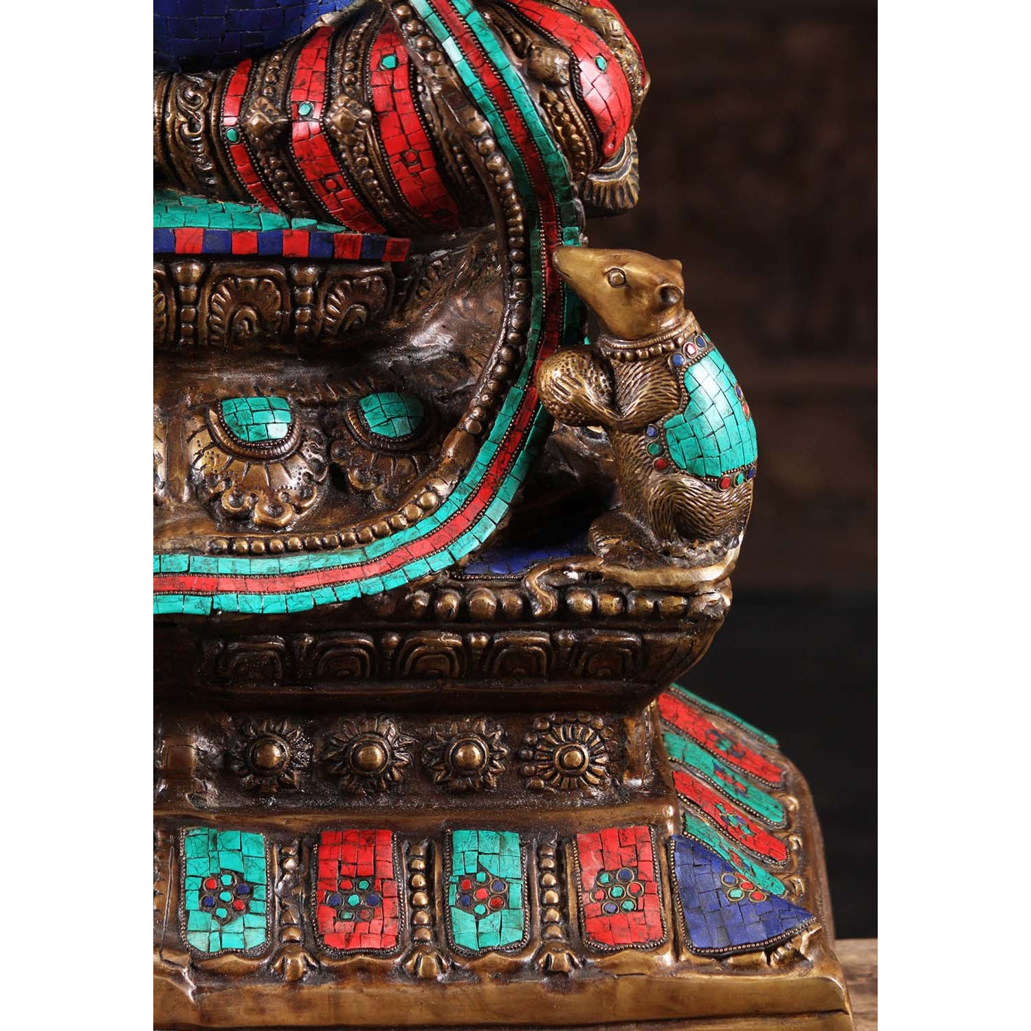 Large 6 Armed Ganesha with Colored Stones 45 Inches