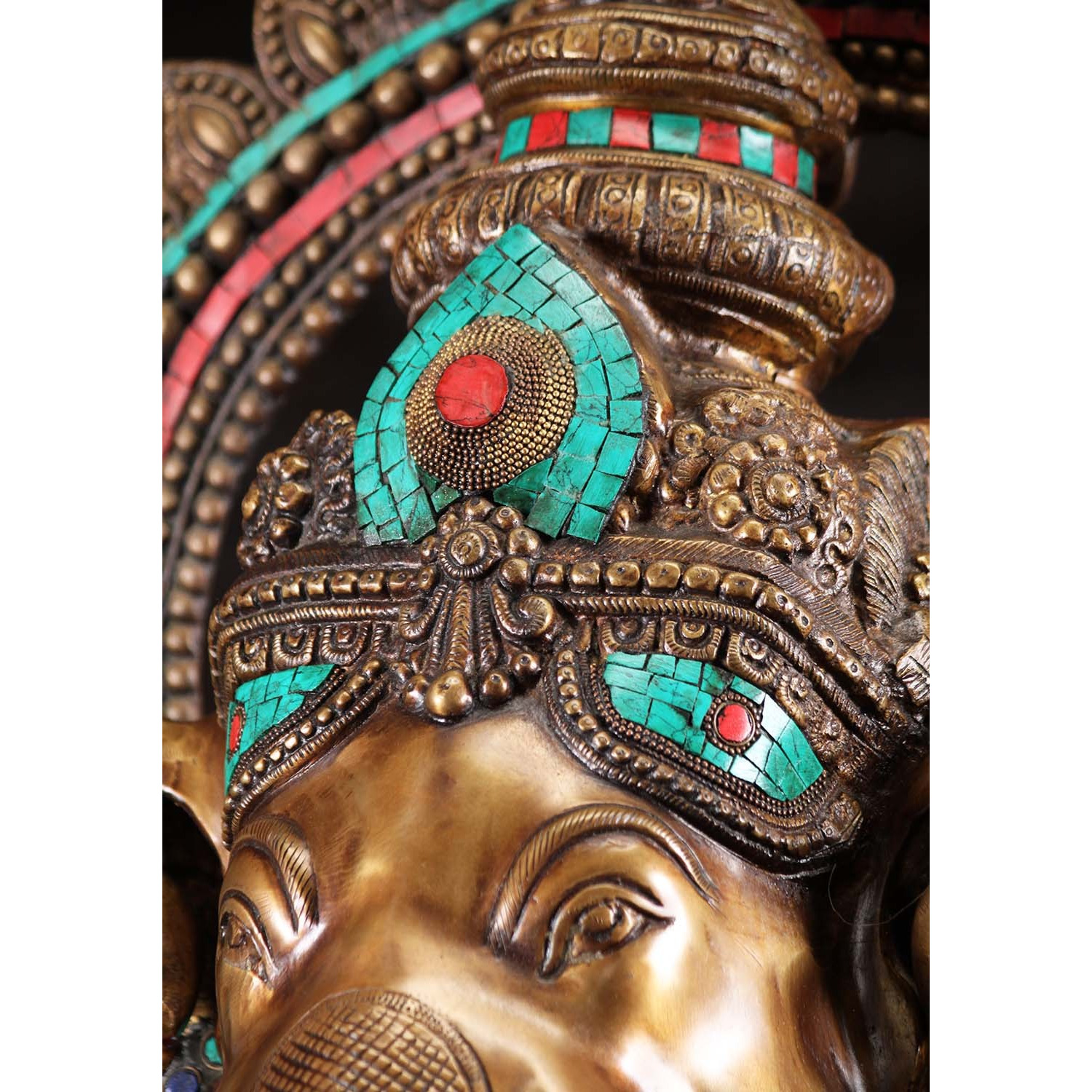 Large 6 Armed Ganesha with Colored Stones 45 Inches