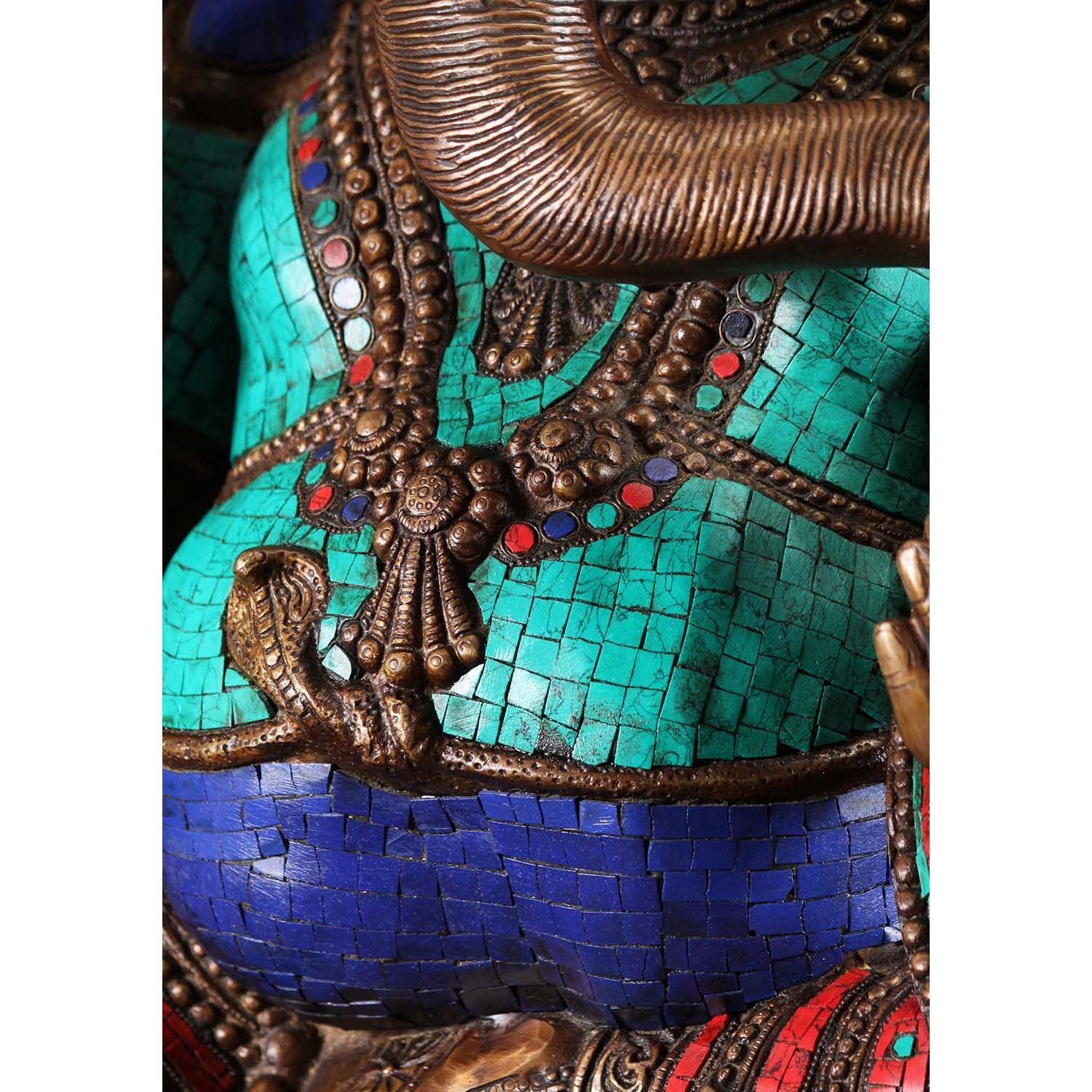 Large 6 Armed Ganesha with Colored Stones 45 Inches