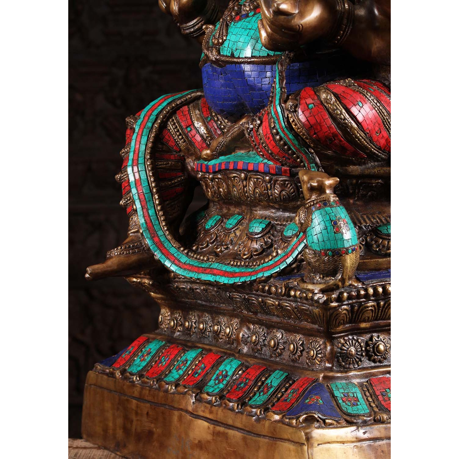 Large 6 Armed Ganesha with Colored Stones 45 Inches